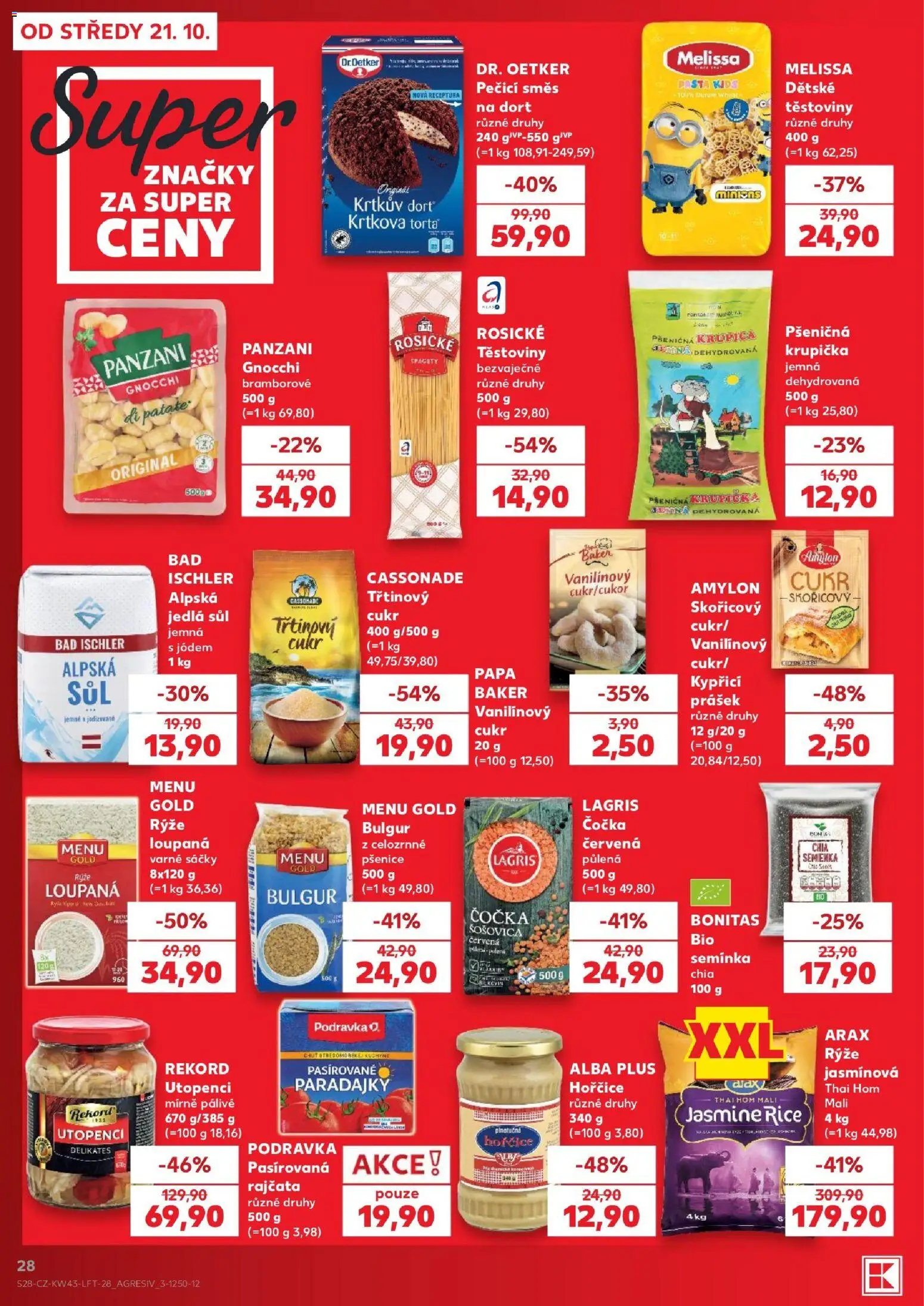 Kaufland leták - Plzeň Bory od 21.10.2026 | Strana: 28 | Produkty: Pasírovaná rajčata, Špagety, Bulgur, Hořčice