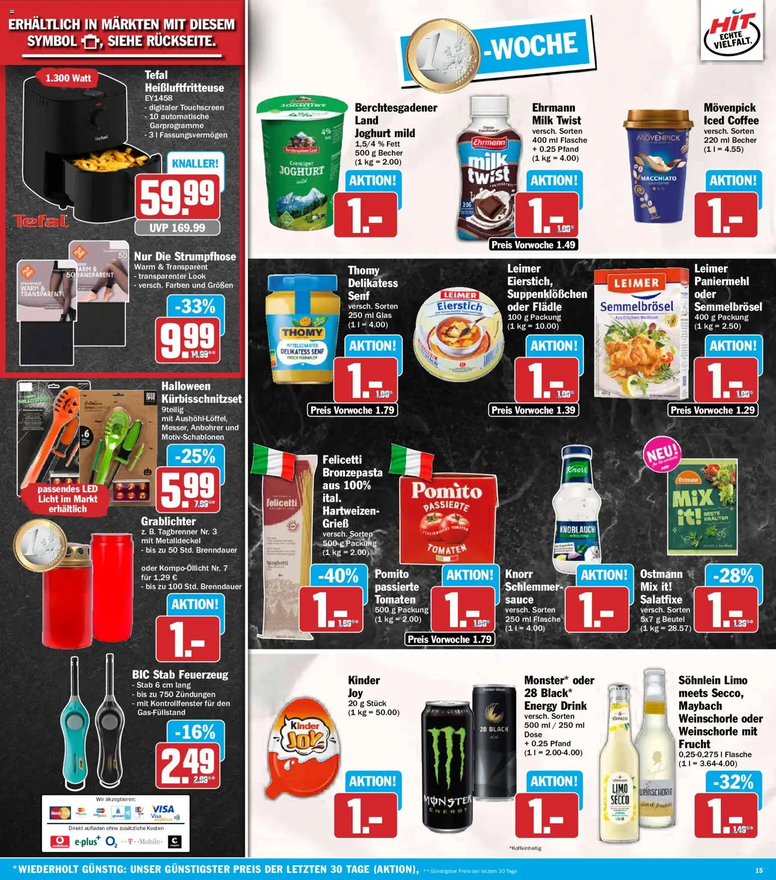 HIT Prospekt – gültig ab 19.10.2026 | Seite: 15 | Produkte: Grieß, Energy, Joghurt, Weinschorle