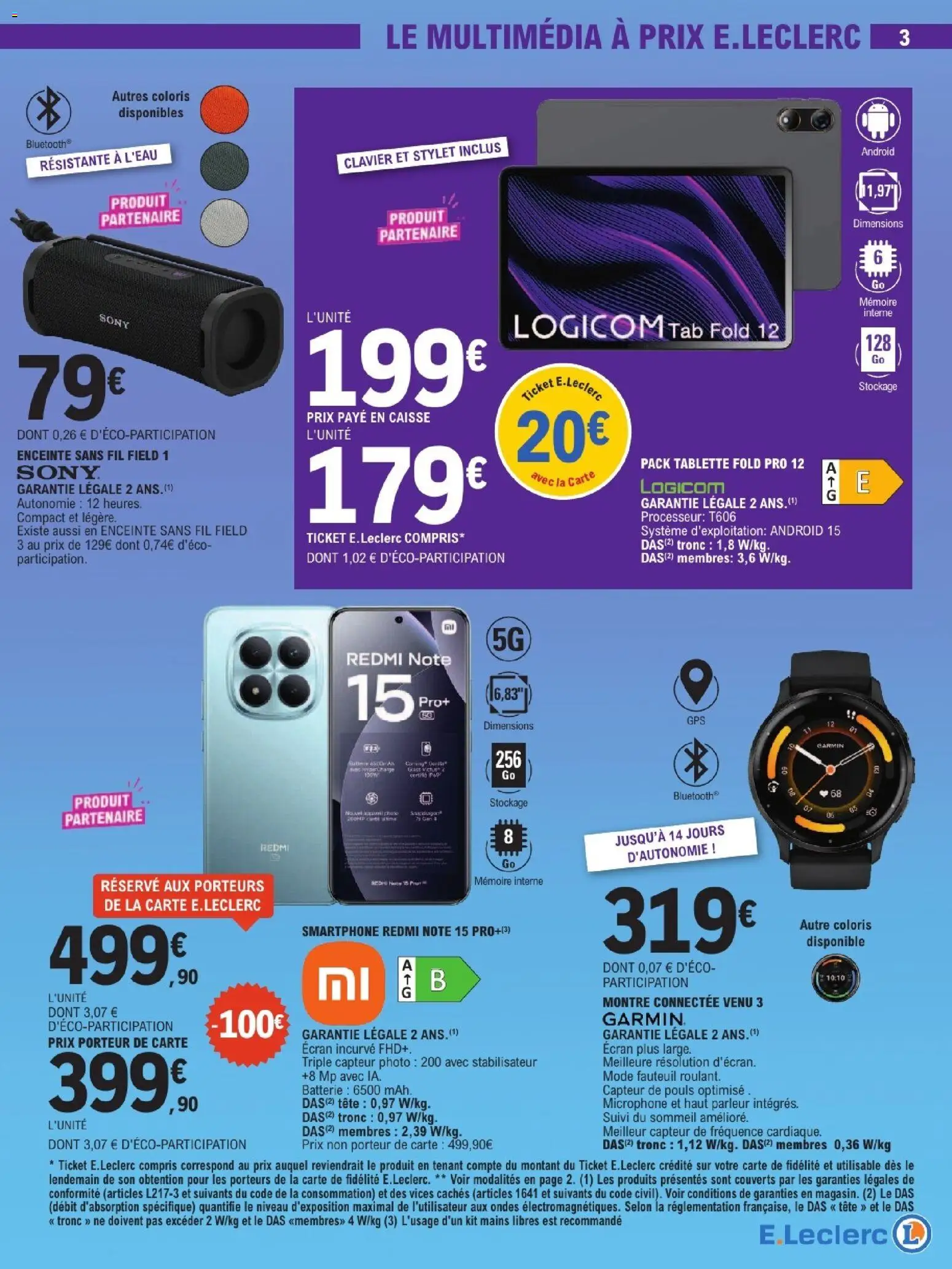 {H1} | Page: 3 | Produits: Smartphone, Clavier, Microphone, Enceinte