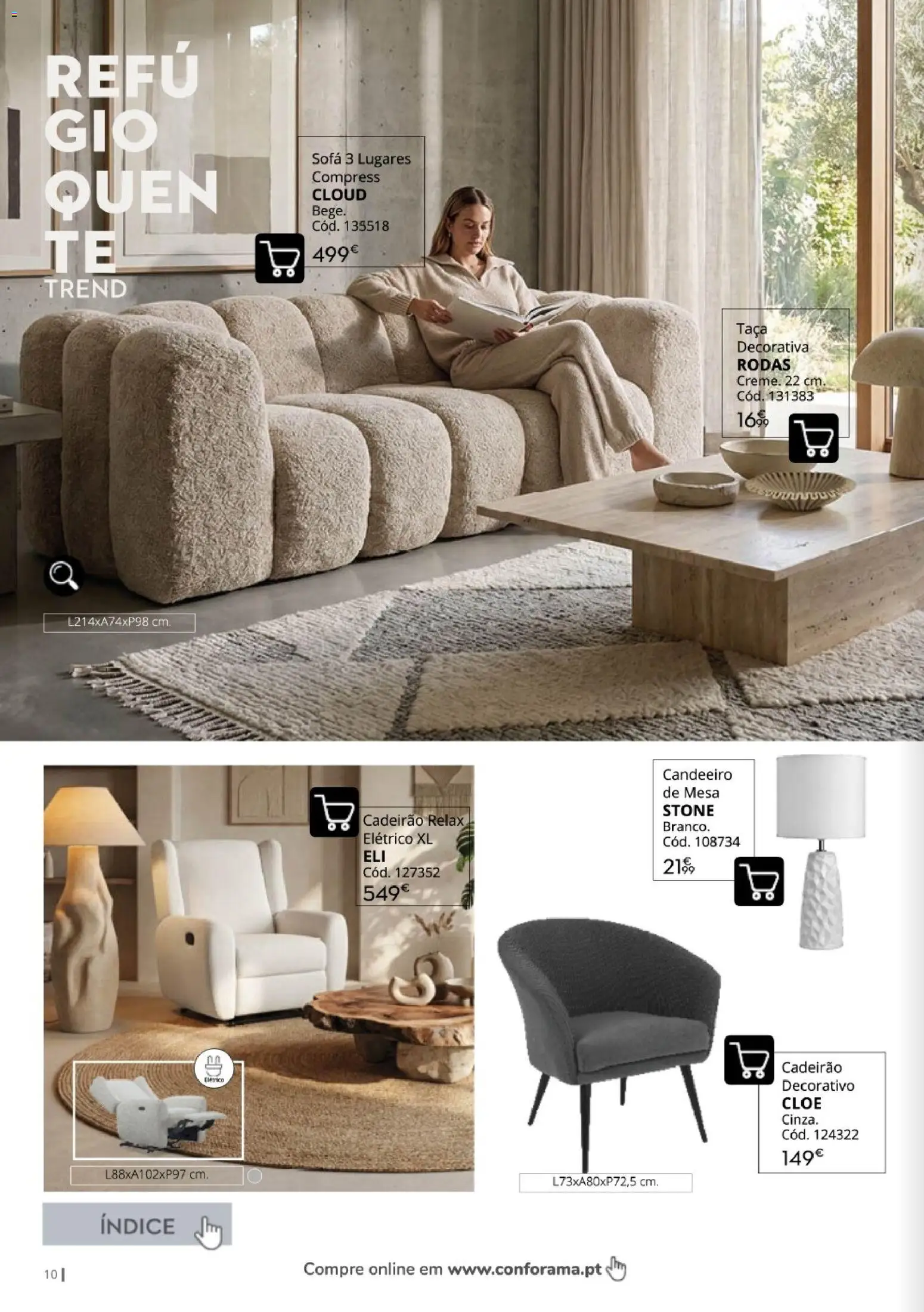 Conforama Outono Trend │ válido de 30/09/2026 | Página: 10 | Produtos: Candeeiro, Candeeiro de mesa, Sofá, Mesa