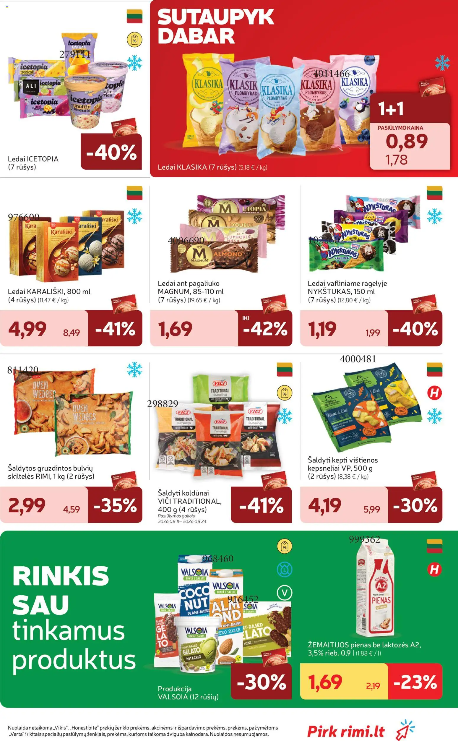 Rimi akcijos nuo 2026.08.18 | Puslapis: 15 | Prekių: Ledai, Vištienos, Pienas, Plombyras