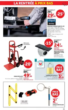Hyper U - Prévisualisation de Hyper U - La rentrée à prix bas valide à partir de 11/08/2026 | Page: 65 | Produits: Bricolage, USB, Perceuse Visseuse, Cadenas