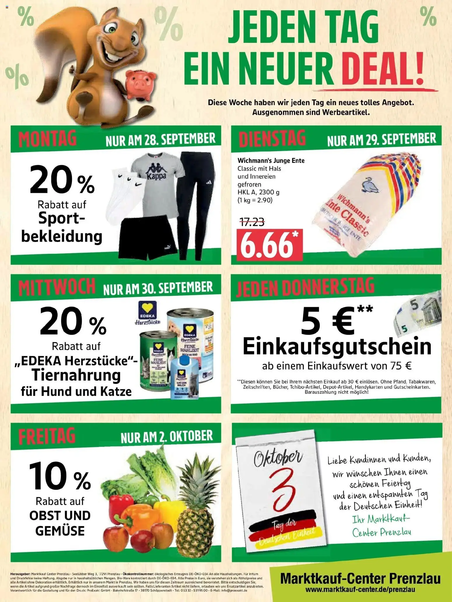 Marktkauf Prospekt Prenzlau (ab 28.09.2026) » Angebote online | Seite: 12 | Produkte: Gemüse, Obst, Bekleidung, Ente
