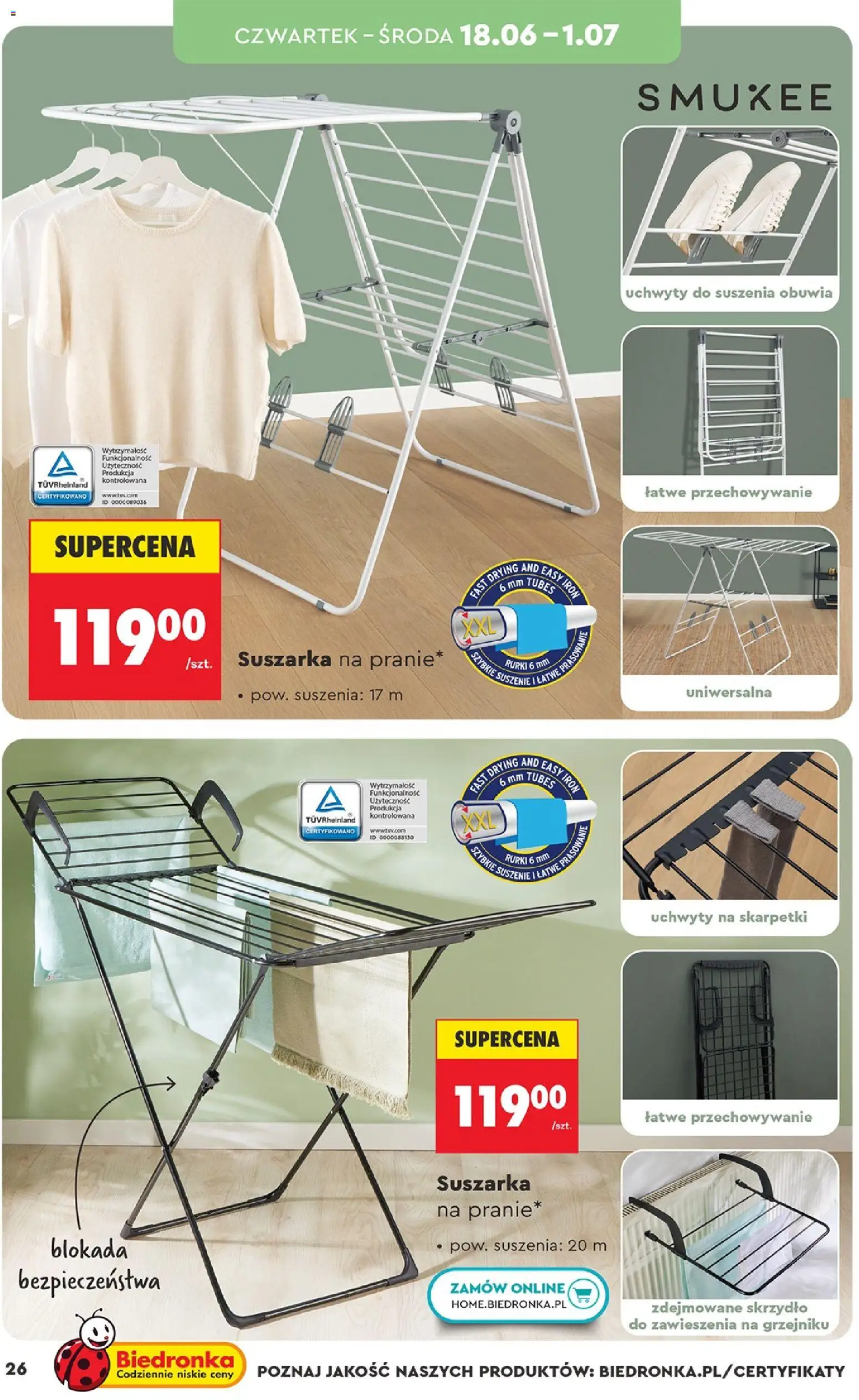 Biedronka gazetka - Hity i inspiracje od 13.06.2026 | Strona: 28 | Produkty: Suszarka na pranie, Skarpetki, Suszarka