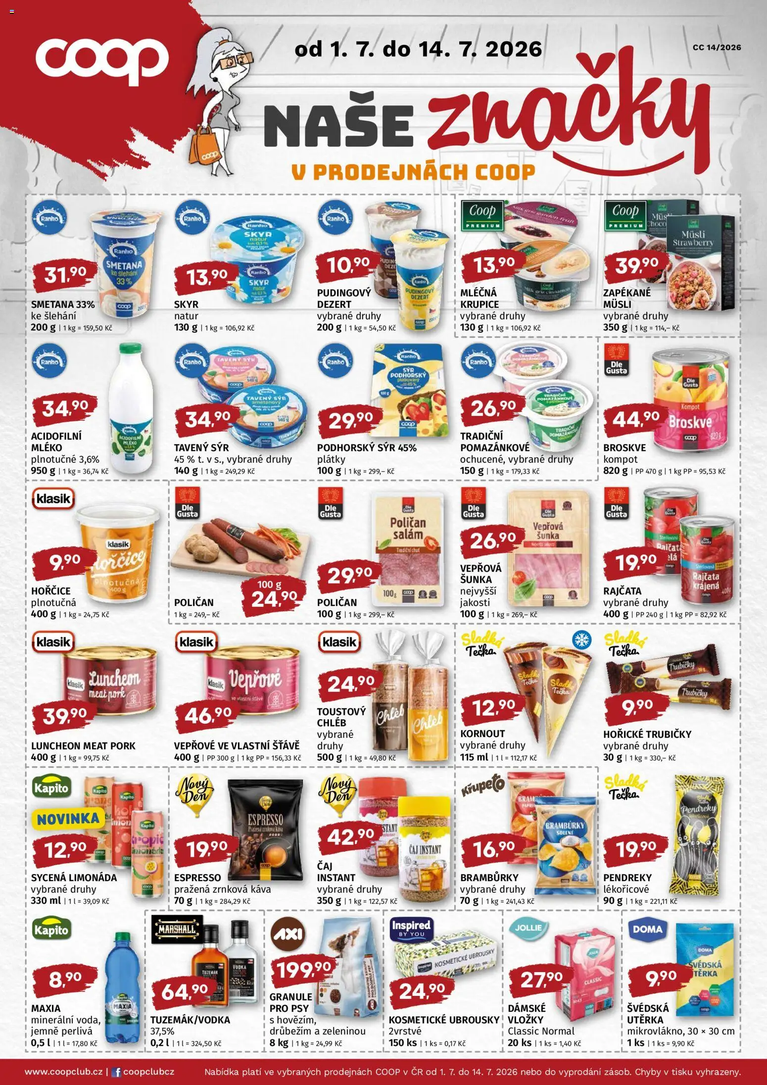 Terno leták - COOP naše super ceny od 01.07.2026 | Strana: 2 | Produkty: Kompot, Salám, Granule, Broskve