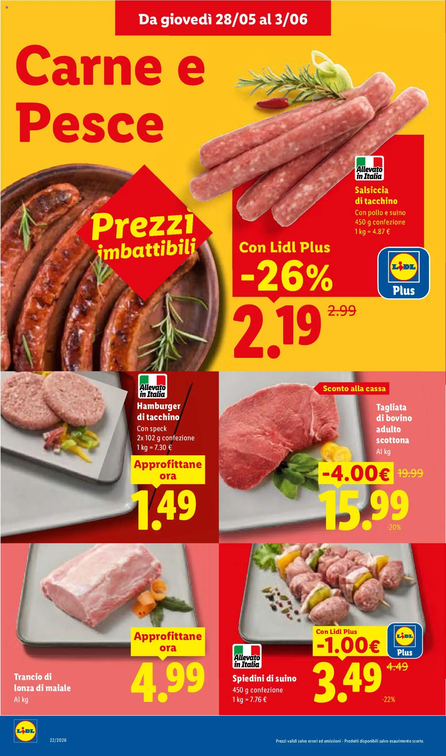 Volantino Lidl del 28.05.2026 | Pagina: 6 | Prodotti: Pollo, Suino, Tacchino, Salsiccia