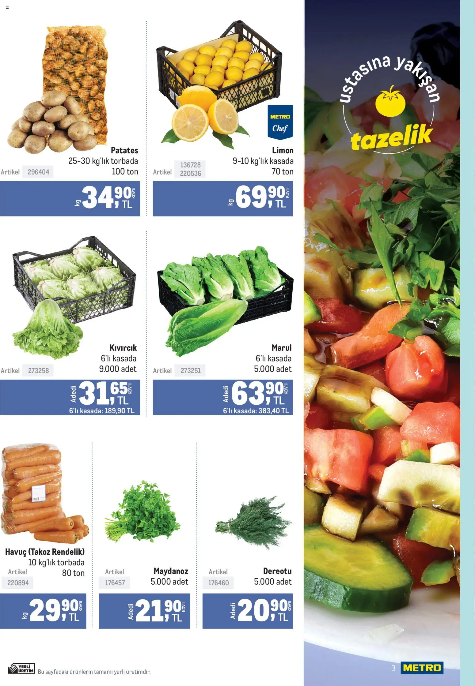 Metro - Lokantalar - 19 Ağustos 2026 tarihinden itibaren geçerlidir | Sayfa: 3 | Ürünler: Patates, Limon, Maydanoz, Dereotu
