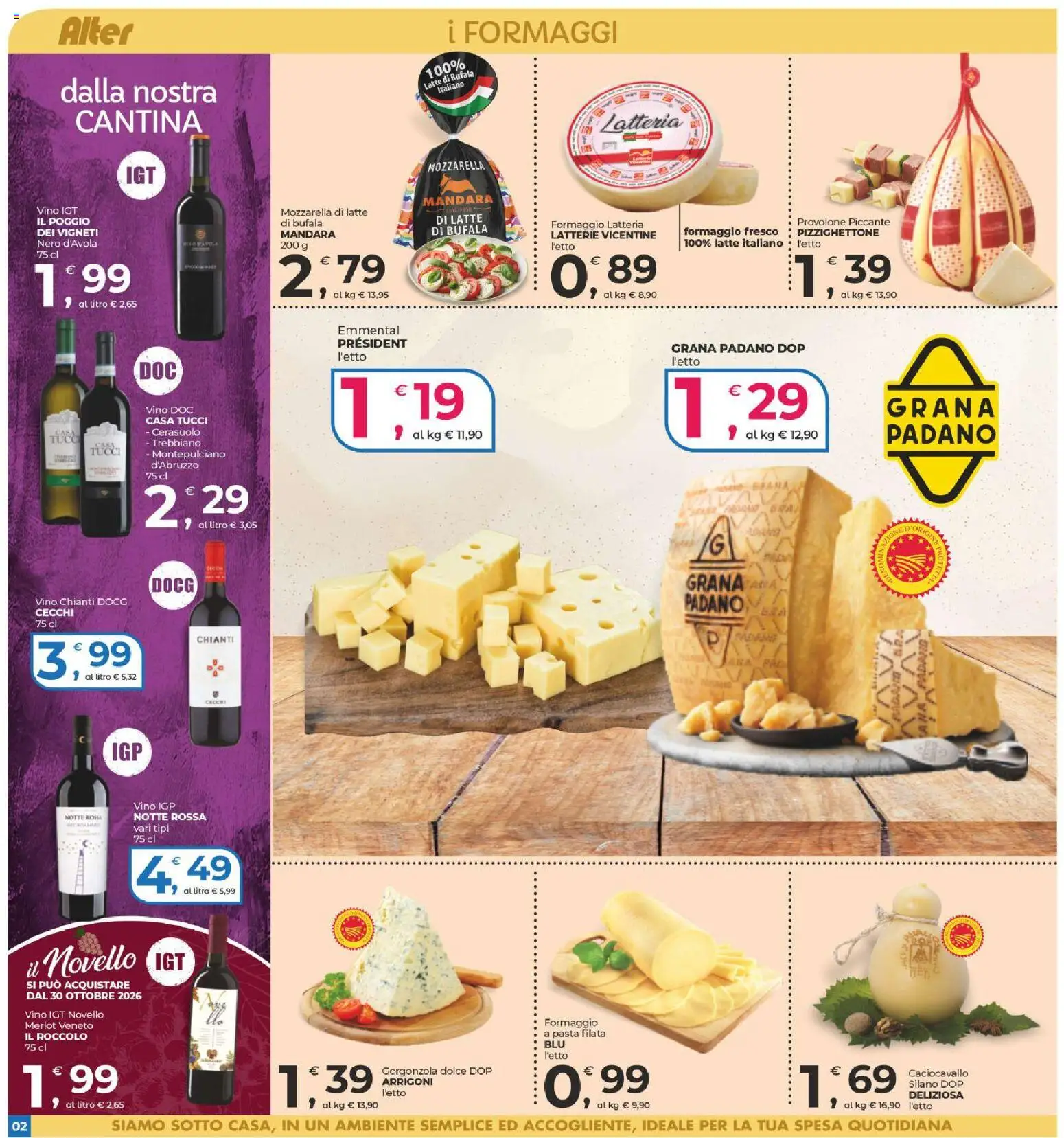 Volantino Alter Discount del 29/10/2026 | Pagina: 2 | Prodotti: Mozzarella, Pasta, Formaggio fresco, Vino Chianti