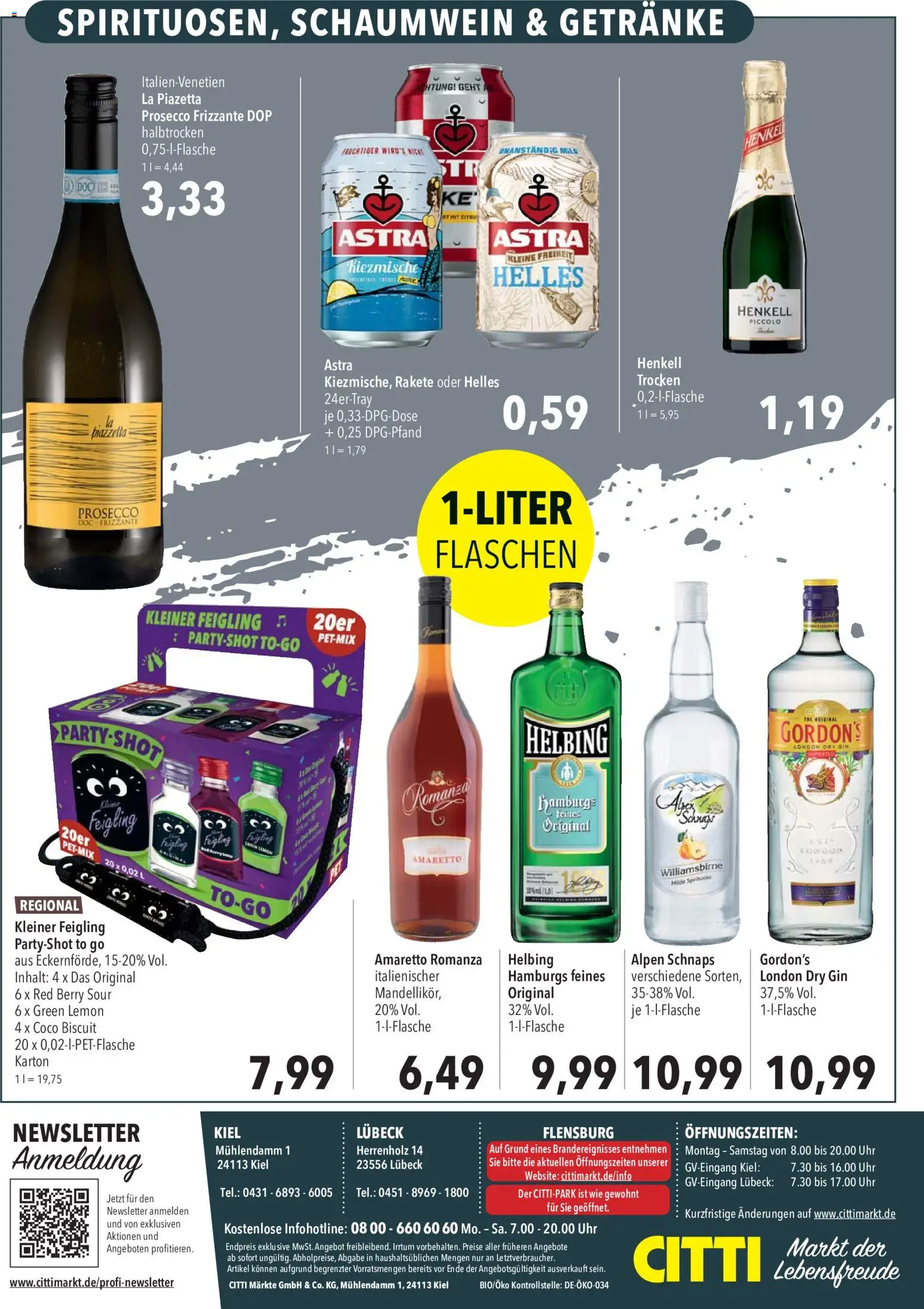CITTI Markt Aktuelle Angebote für Profis – gültig ab 23.09.2026 | Seite: 8 | Produkte: Schnaps, Kleiner feigling, Astra, Prosecco
