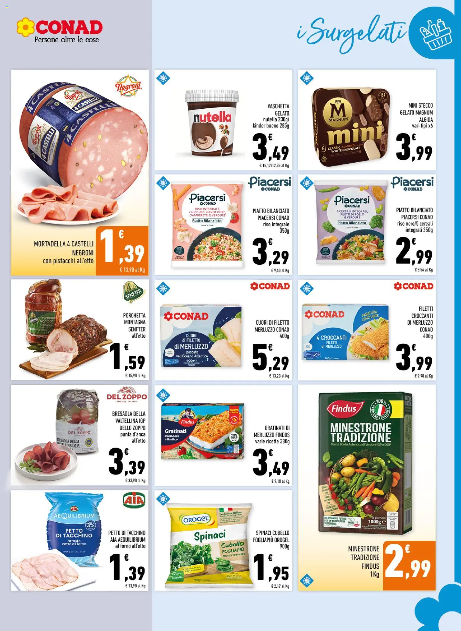 Volantino Conad del 23/09/2026 | Pagina: 5 | Prodotti: Merluzzo, Bresaola, Gelato, Spinaci