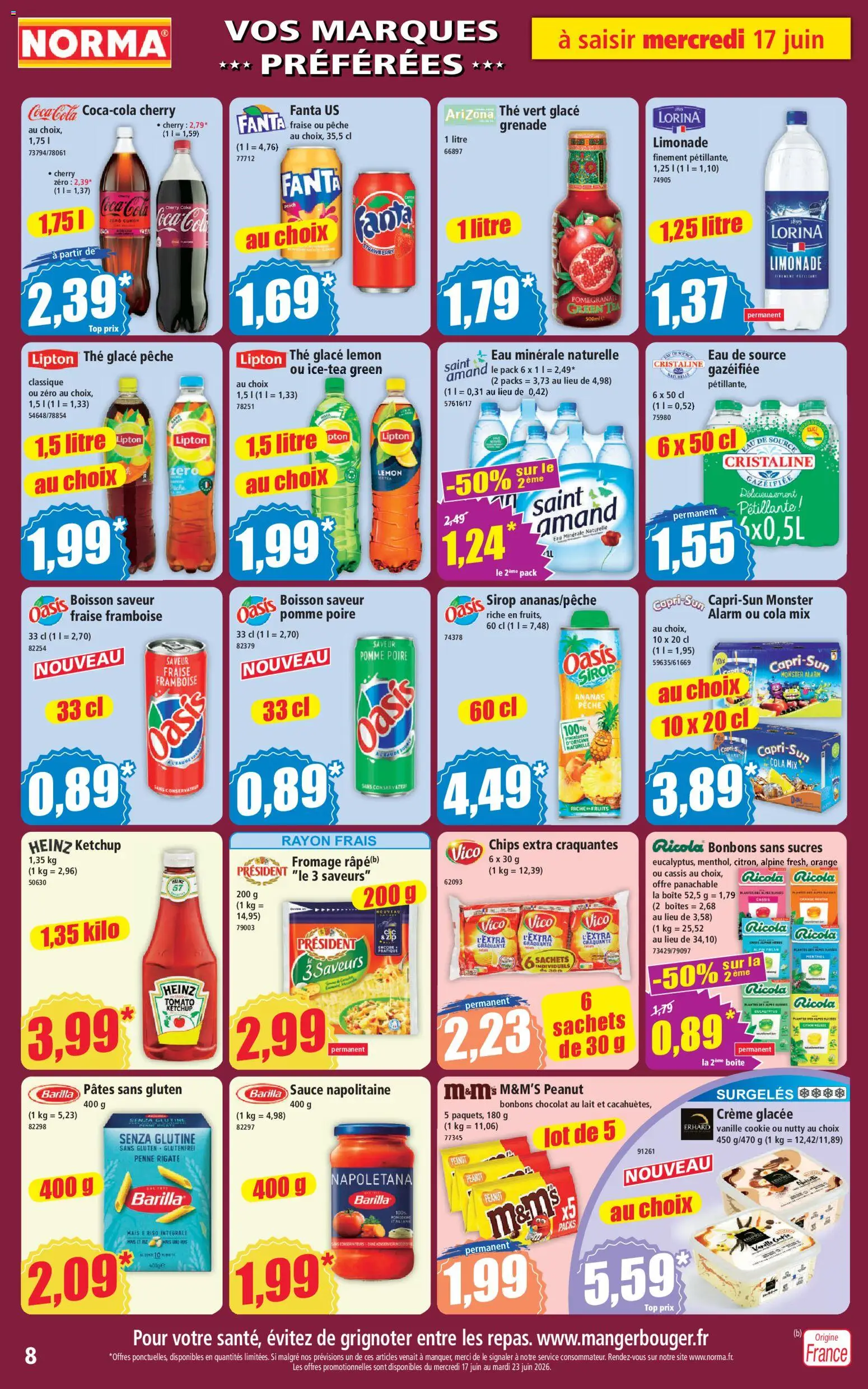 {H1} | Page: 8 | Produits: Cassis, Pêche, Fromage, Ananas