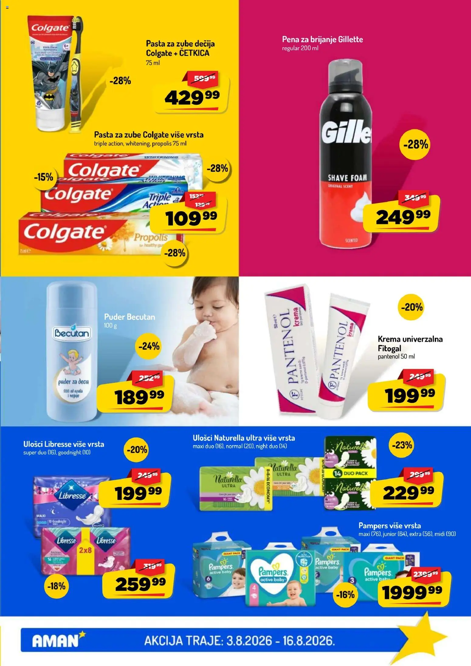 Aman katalog - važi od 03.08.2026 | Strana: 41 | Proizvode: Colgate, Gillette, Puder, Krema