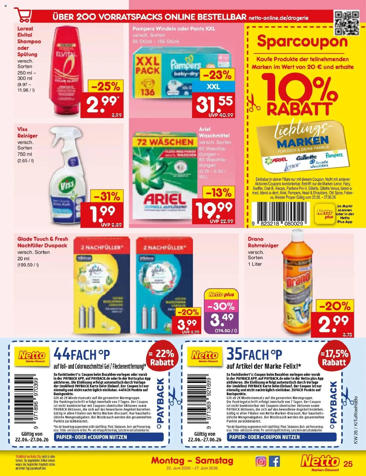Netto Marken-Discount Prospekt Wuppertal – gültig ab 21.06.2026 | Seite: 35 | Produkte: Ariel, Shampoo, Spülung, Waschmittel