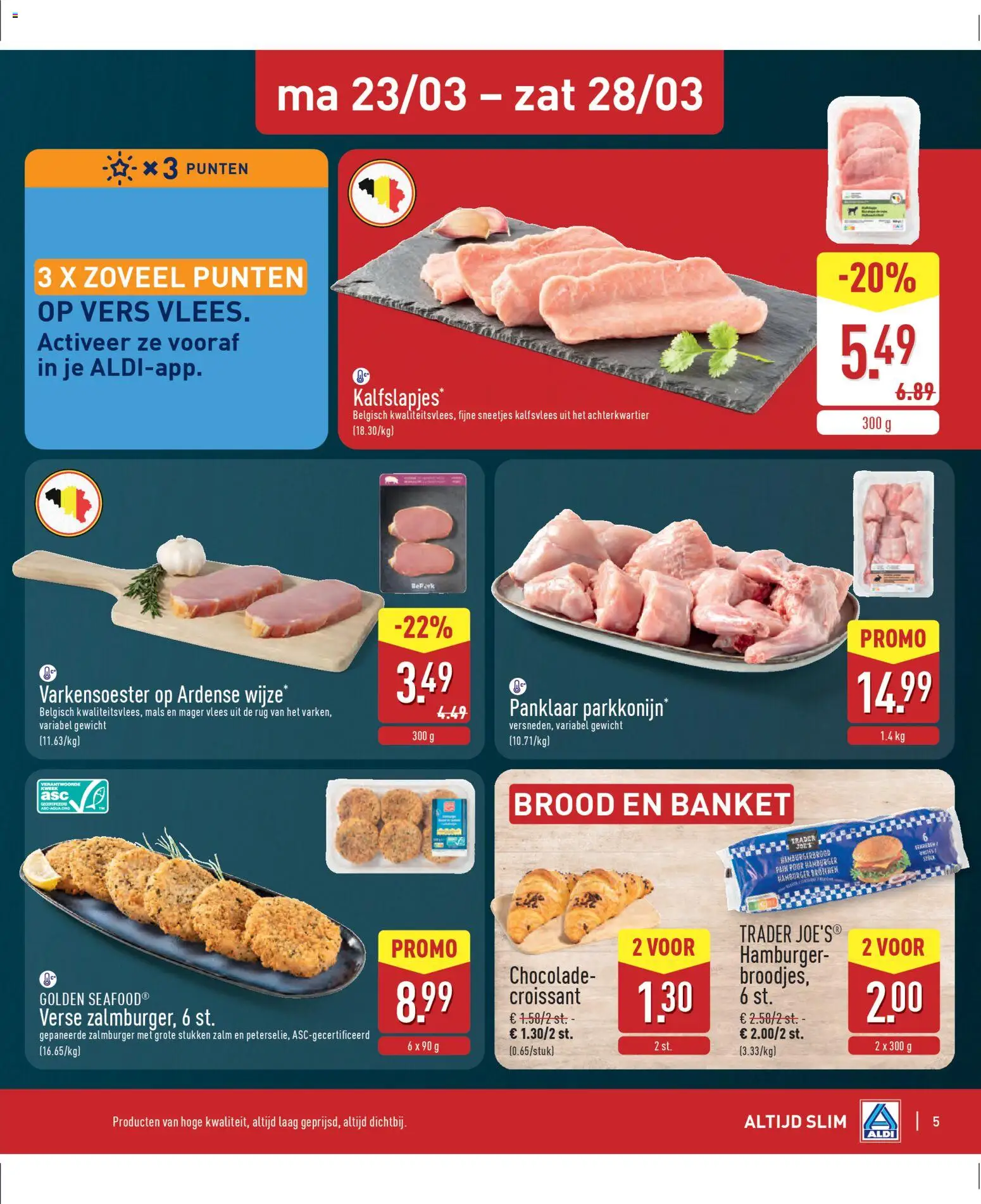 {H1} | Pagina: 5 | Producten: Hamburger, Zalm, Brood, Chocolade