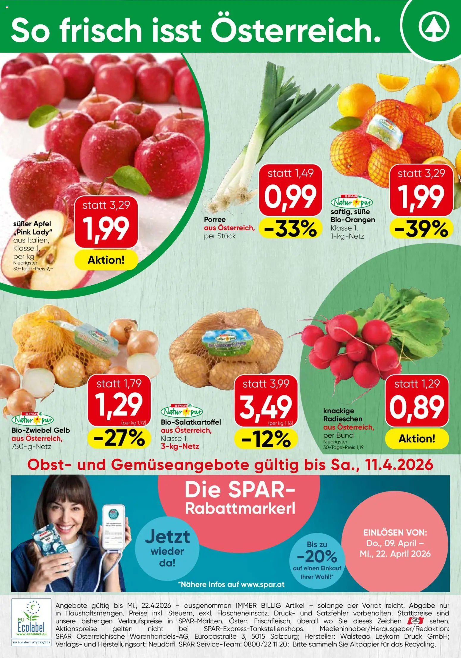 Spar Flugblatt - Salzburg gültig ab 09.04.2026 | Seite: 20 | Produkte: Obst, Äpfel