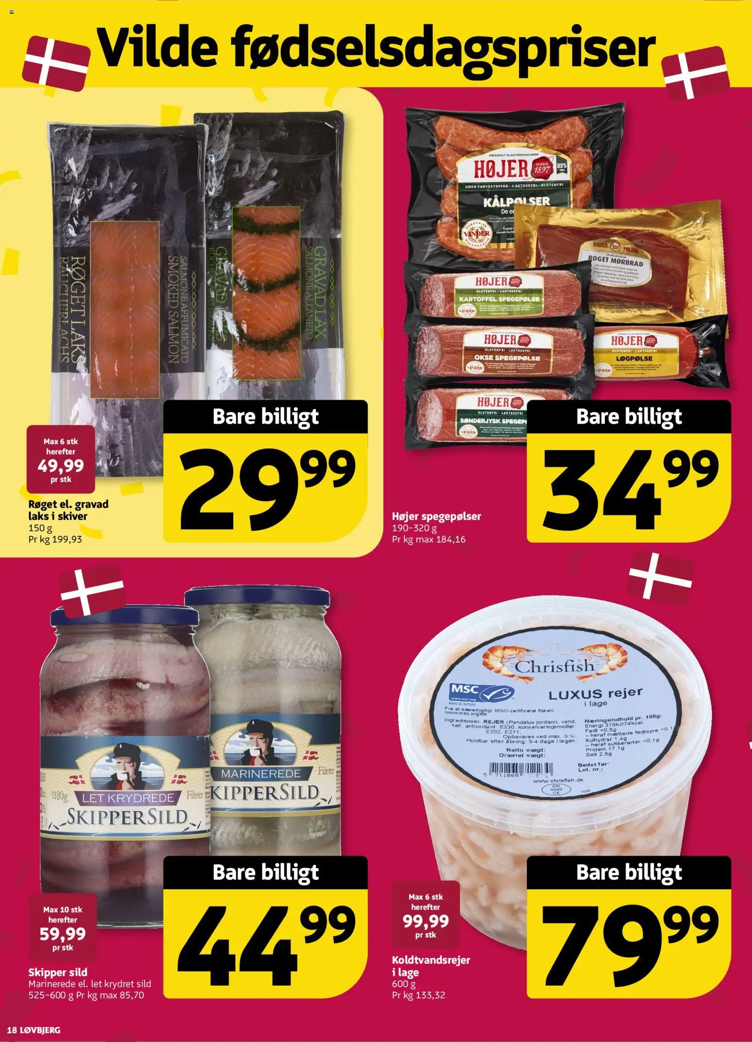 Løvbjerg tilbudsavis – gyldig fra 28/08/2026 | Side: 18 | Produkter: Pølser, Salt, Rejer, Laks