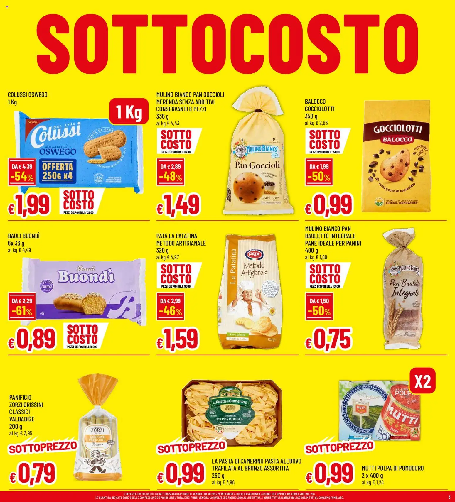Volantino Famila del 29/10/2026 | Pagina: 3 | Prodotti: Pomodoro, Pasta, Mutti, Grissini