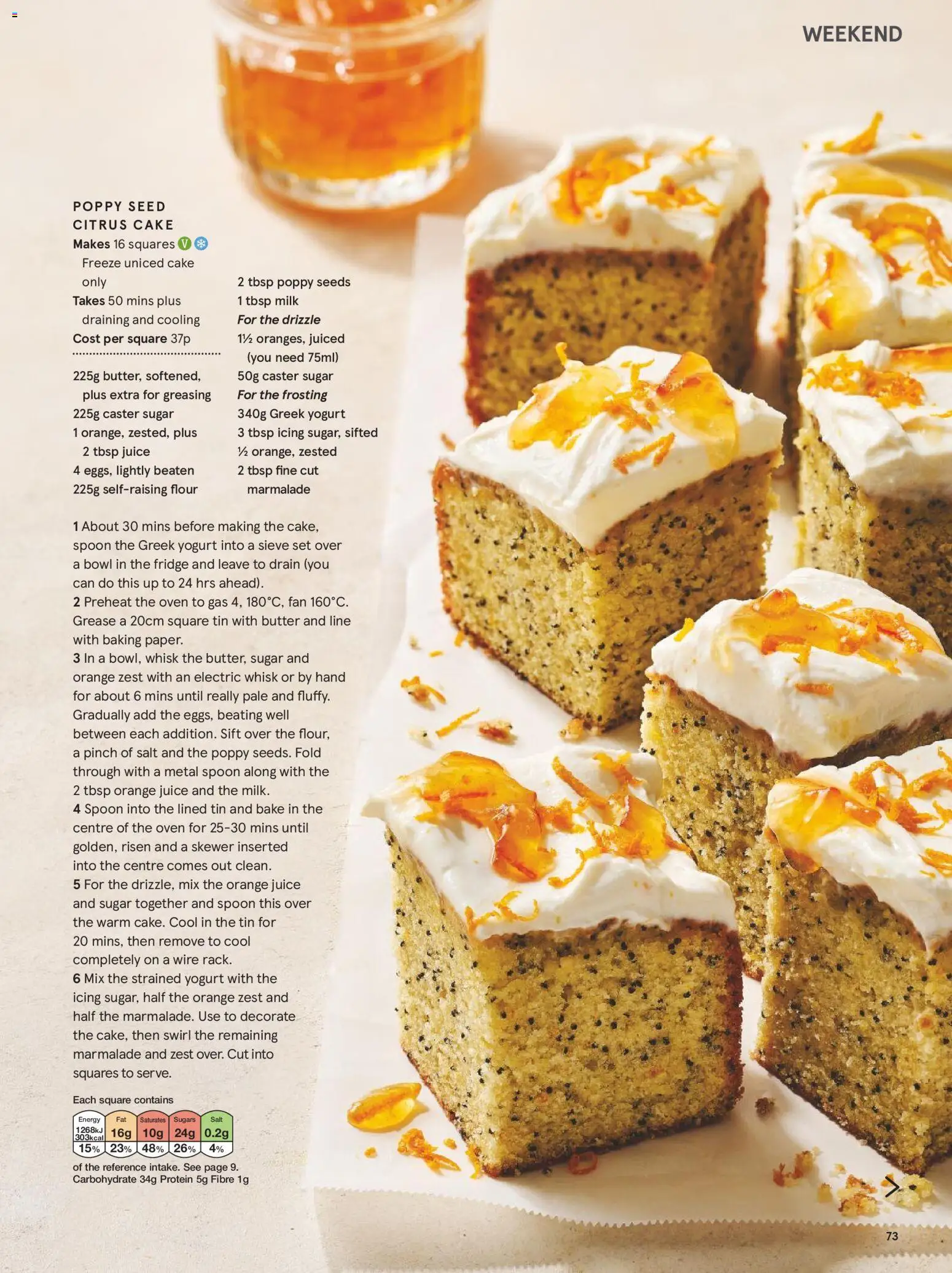 {H1} | Page: 73 | Products: Fridge, Poppy seeds, The oven, Cake