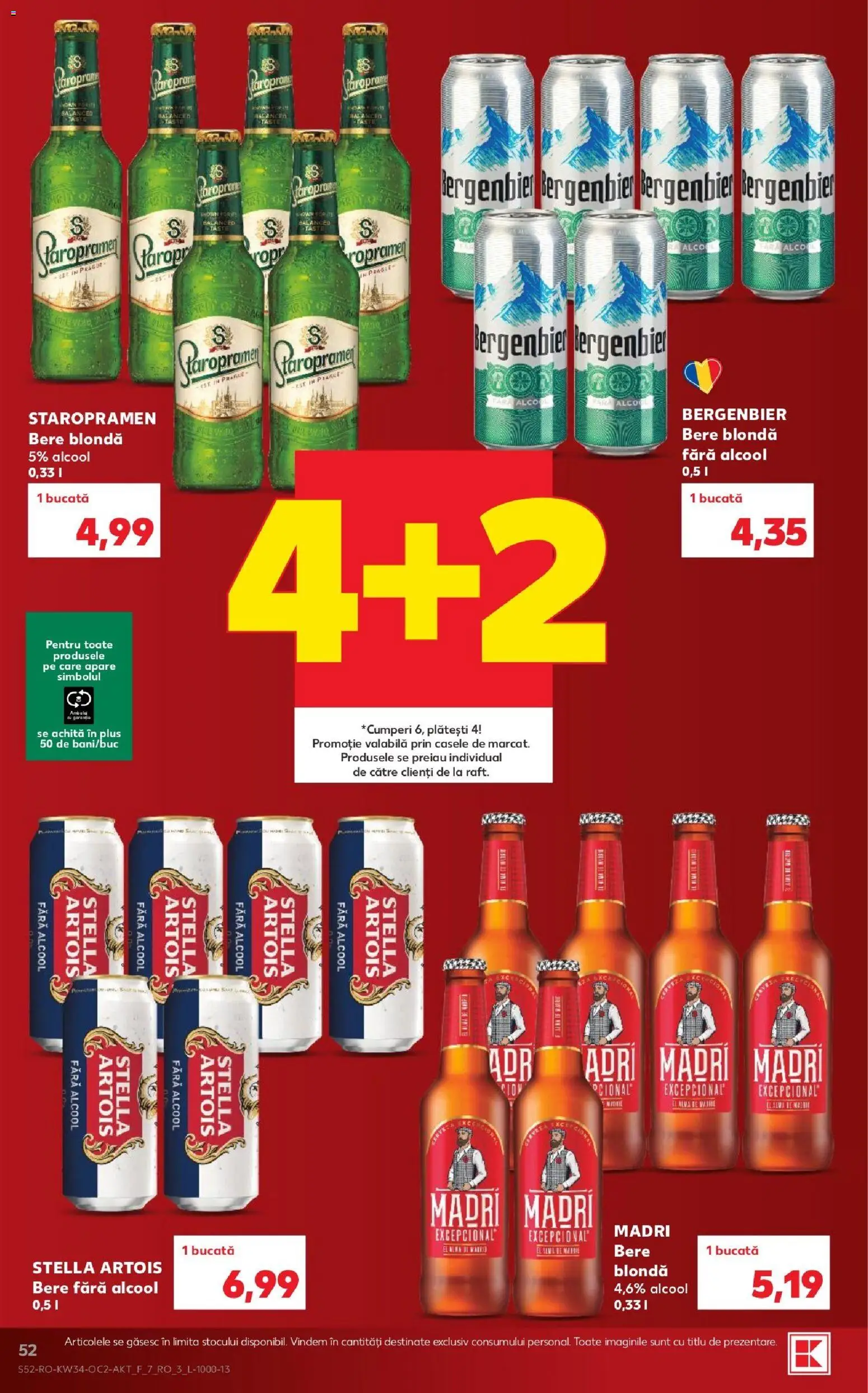 Noul catalog Kaufland – valabil de la 19.08.2026 | Pagină: 52 | Produse: Pară, Bere fara alcool, Bergenbier, Plus
