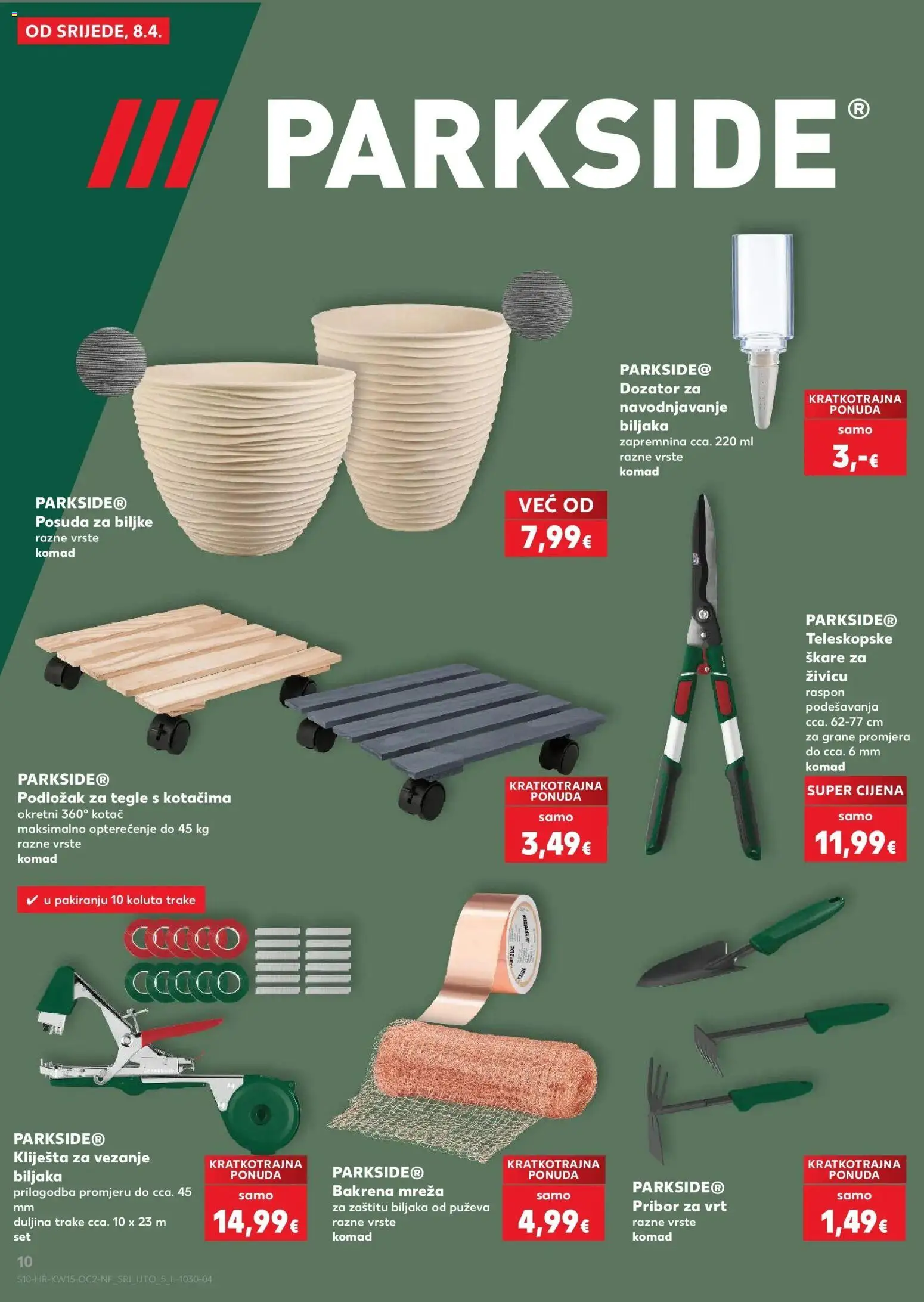 Kaufland katalog | vrijedi od 08.04.2026 | Stranica: 10 | Proizvodi: Trake, Škare, Škare za živicu, Parkside