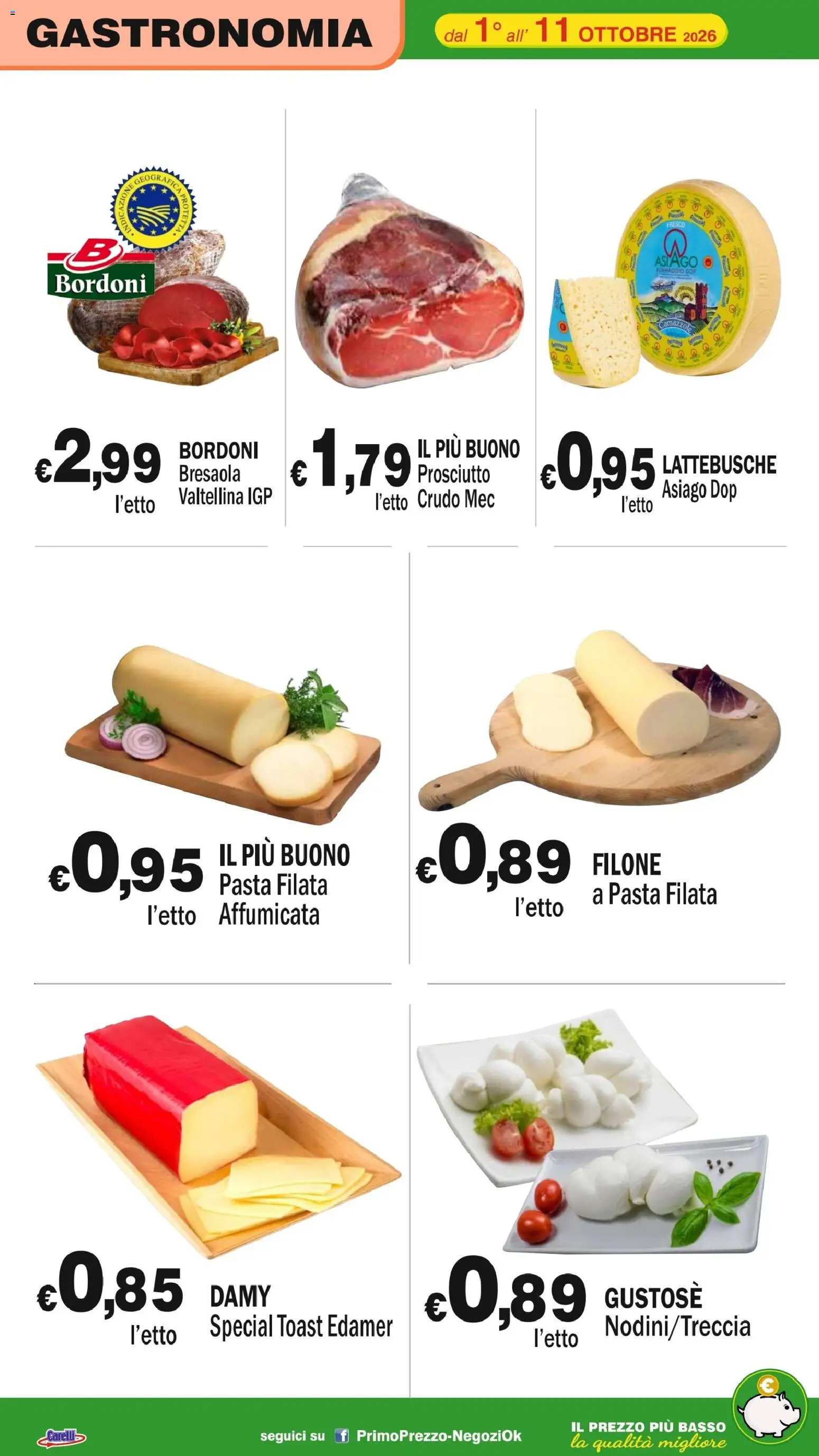 Volantino Primo Prezzo del 01/10/2026 | Pagina: 38 | Prodotti: Bresaola, Prosciutto, Pasta, Basso