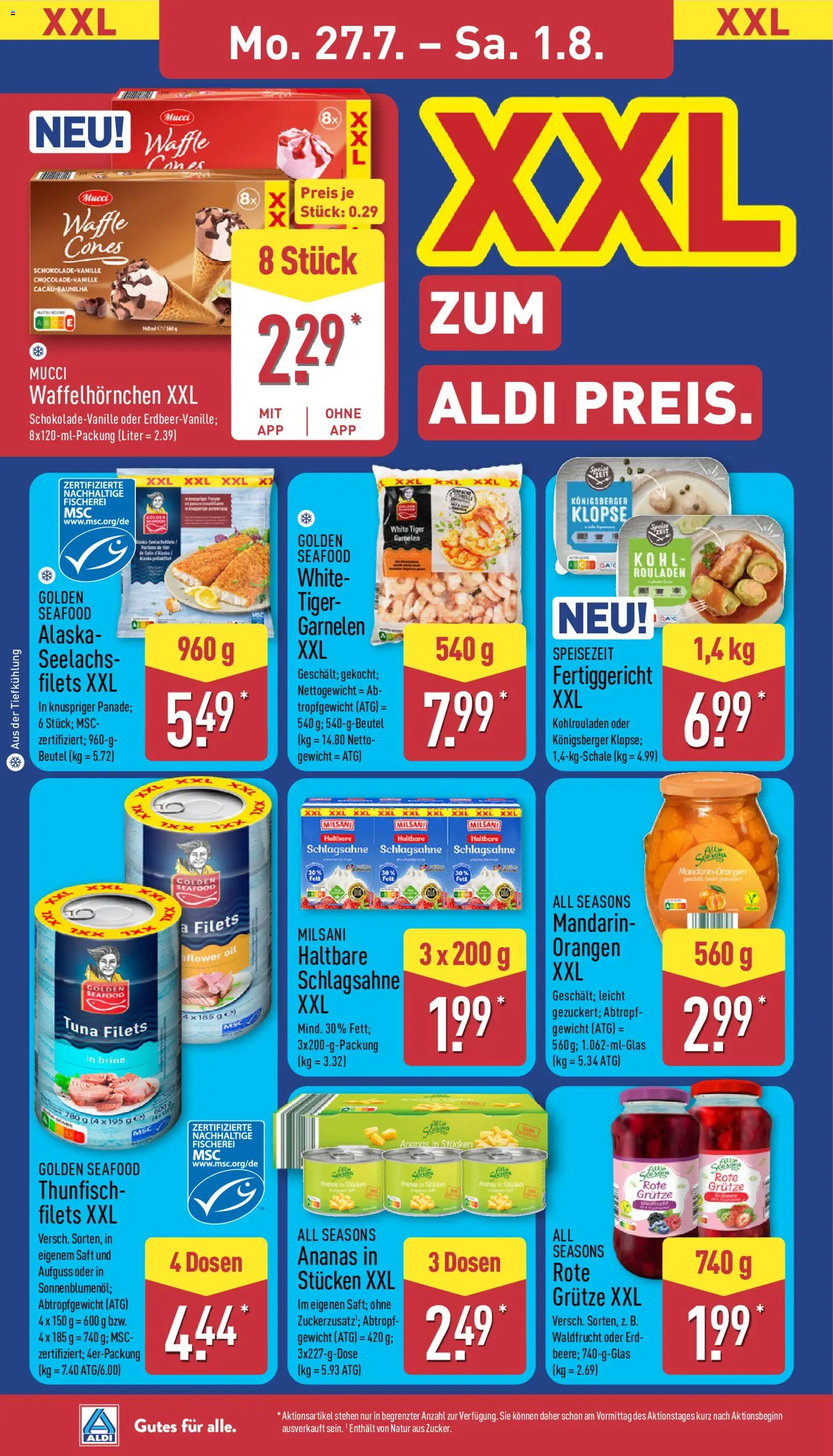 Aldi Prospekt – gültig ab 27.07.2026 | Seite: 12 | Produkte: Gewicht, Schlagsahne, Ananas, Garnelen