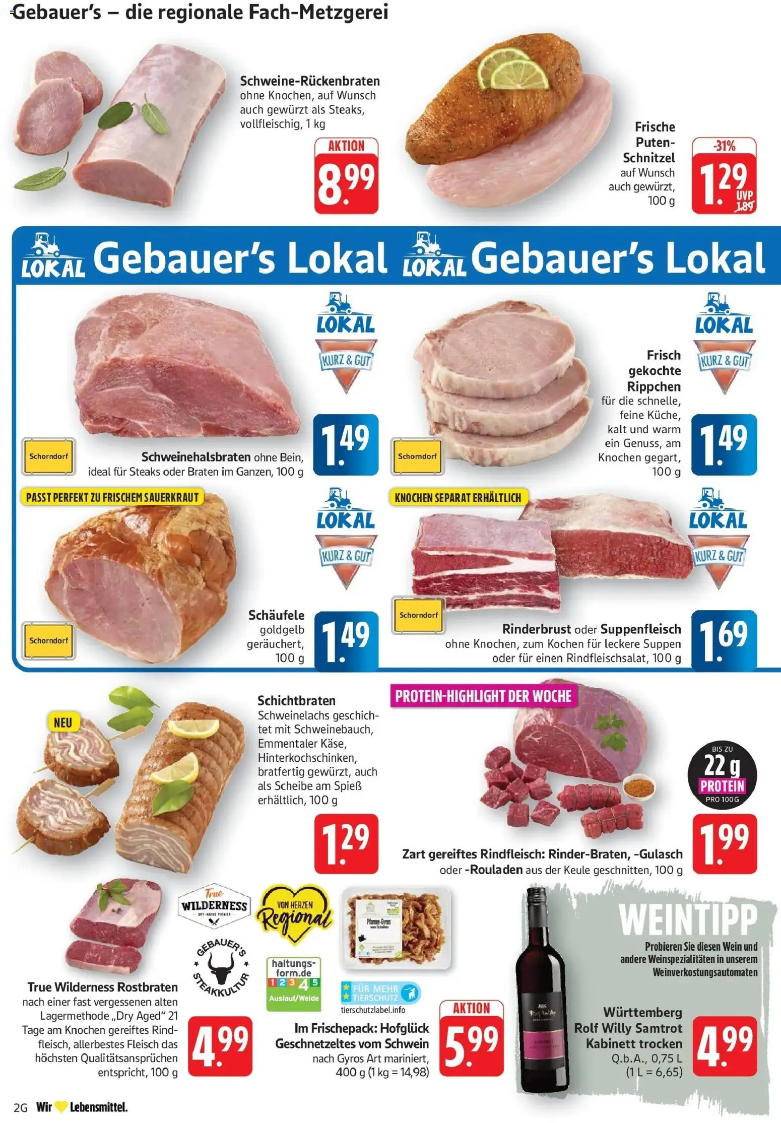 Edeka Prospekt Göppingen – gültig ab 28.09.2026 | Seite: 2 | Produkte: Schnitzel, Suppenfleisch, Wein, Fleisch