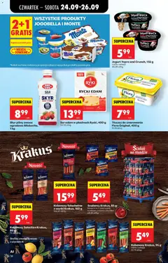 Pogląd oferty "Ryby z Mazur w galarecie lub Pstrąg dzwonka w mazurskiej marynacie, 900 g, Ryby z Mazur w galarecie lub Pstrąg dzwonka w mazurskiej marynacie, 900 g" - ważna od 24.09.2026 | Strona: 56 | Produkty: Serem, Śledzie, Pstrąg, Pasta
