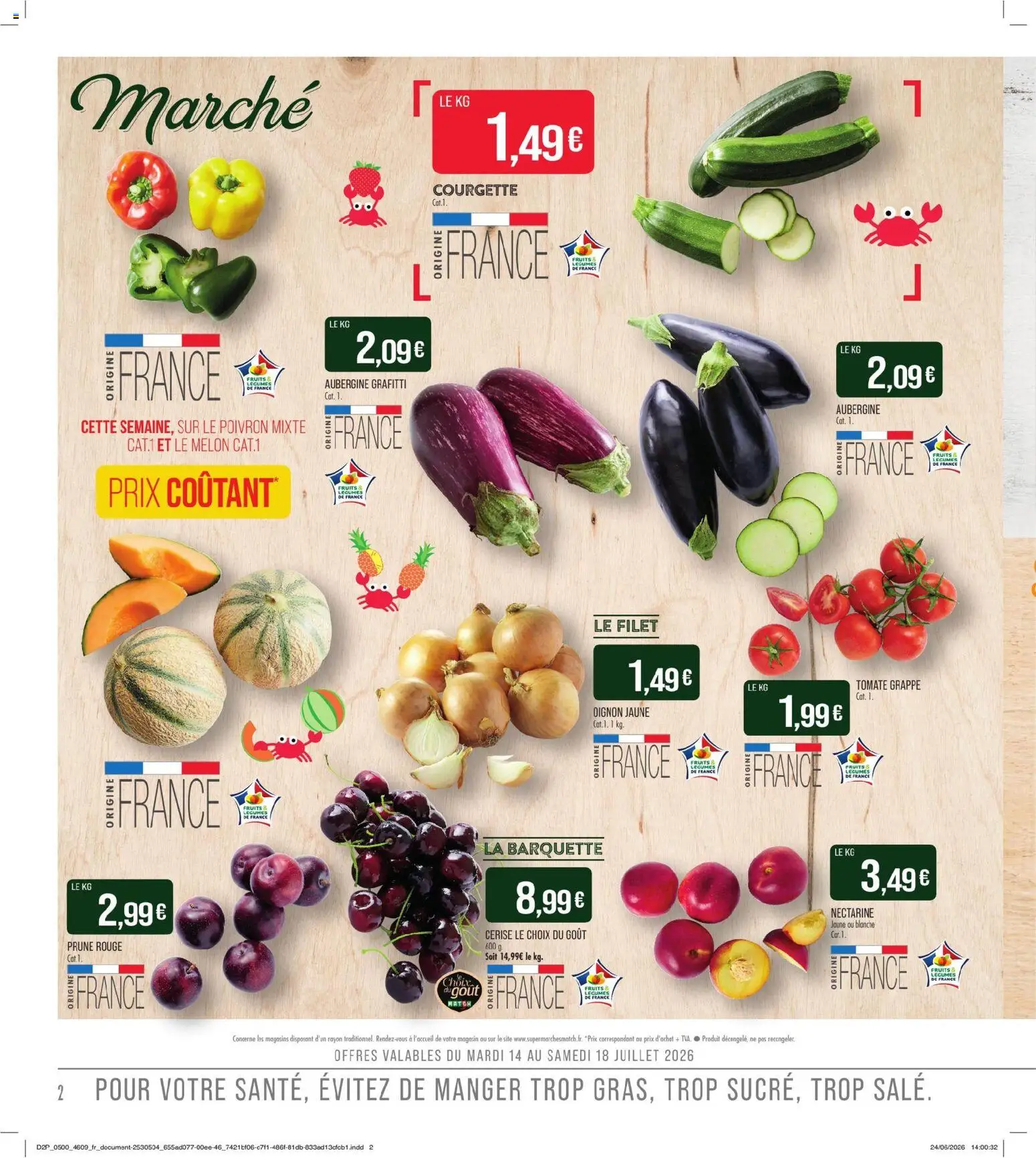 {H1} | Page: 2 | Produits: Tomate grappe, Nectarine, Prune, Courgette