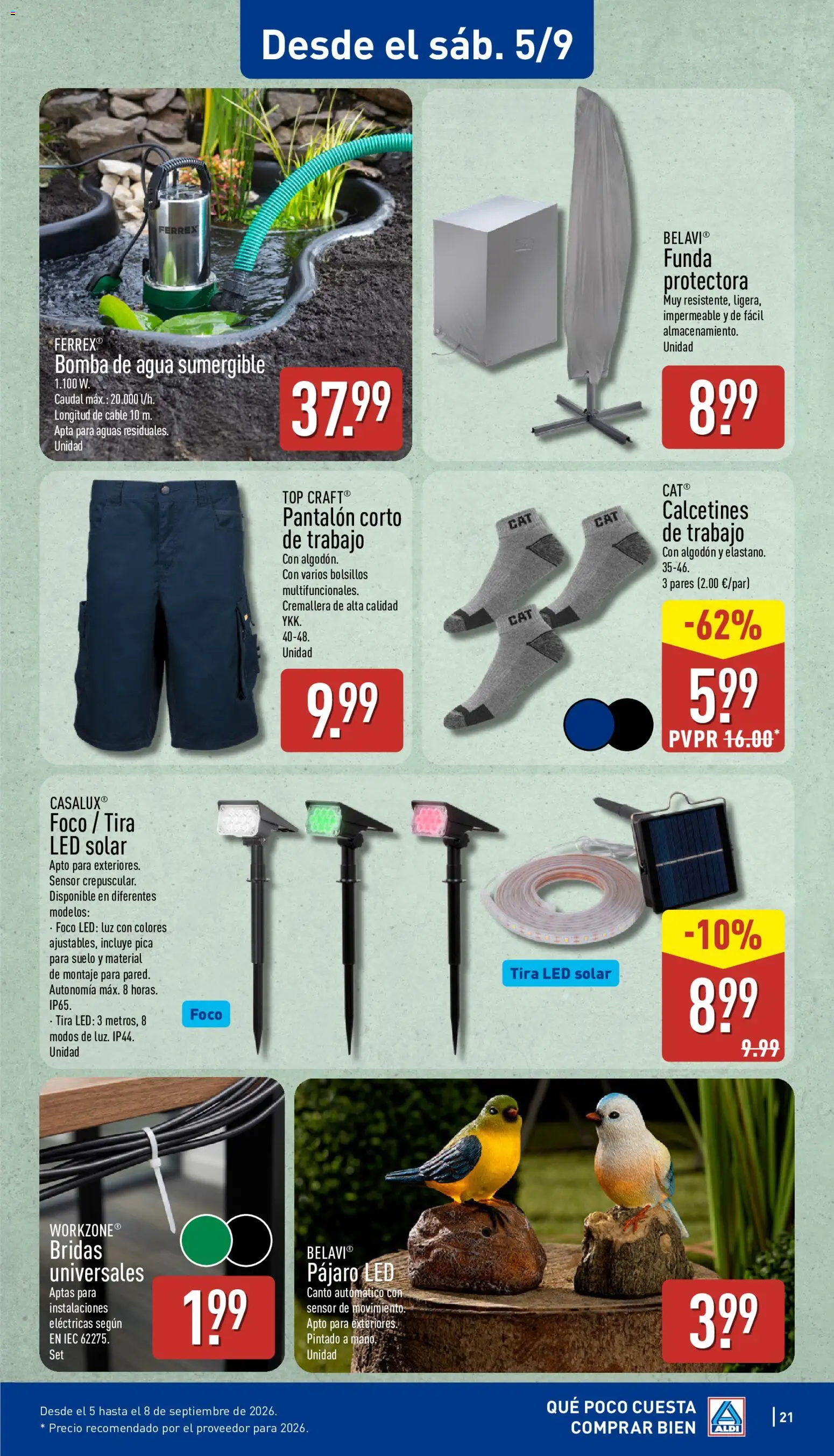 Aldi folleto Baleares │ válido desde el 31/08/2026 | Página: 21 | Productos: Cable, Calcetines, Algodón, Pantalón corto