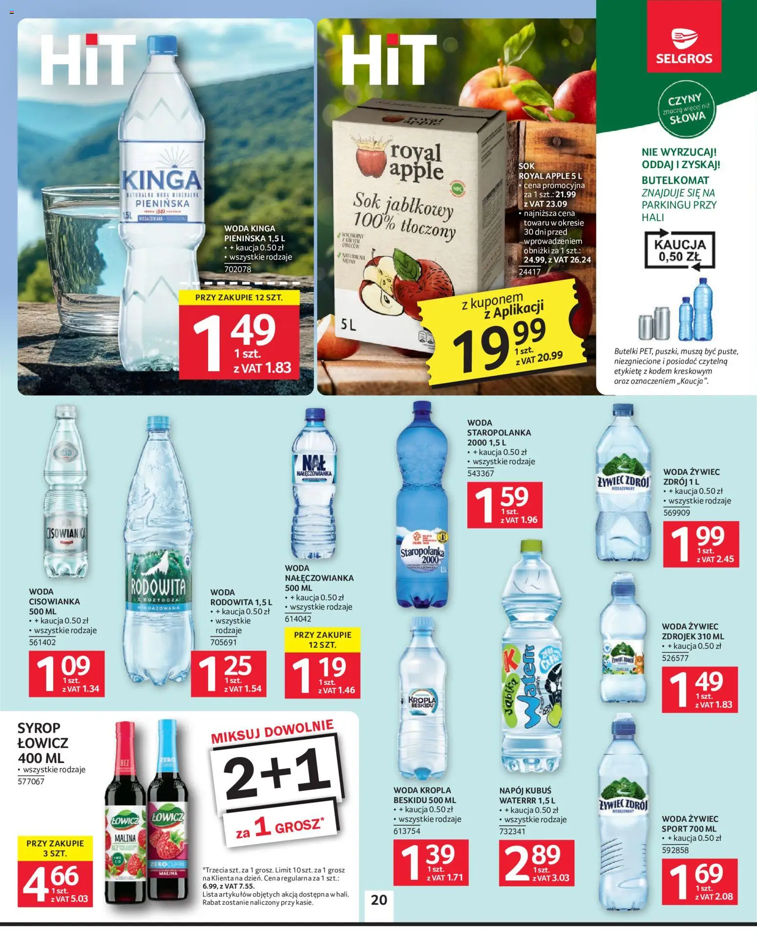 Selgros cash&carry gazetka od 02.07.2026 | Strona: 20 | Produkty: Syrop, Malina, Sok, Woda
