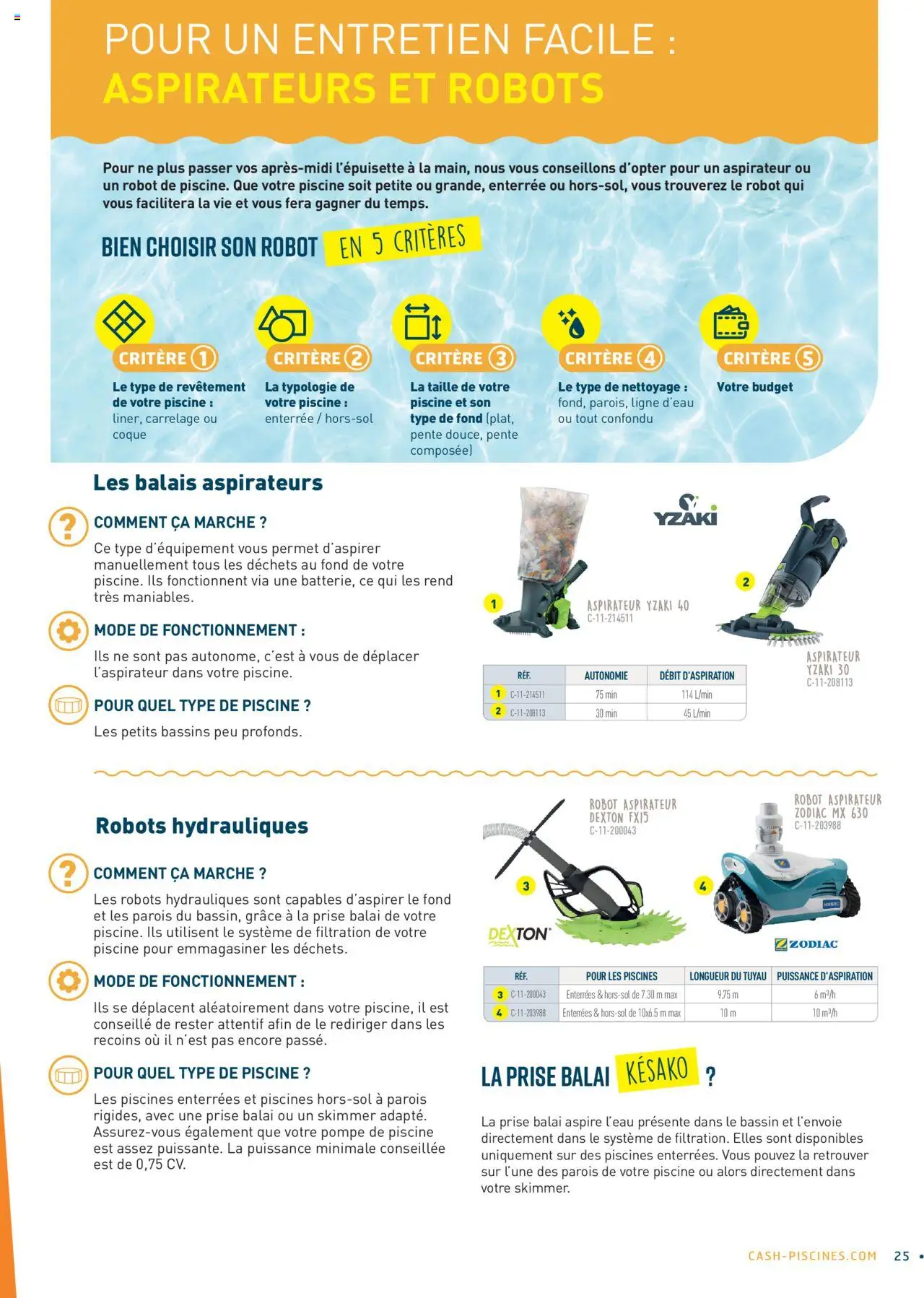 {H1} | Page: 25 | Produits: Robot aspirateur, Tuyau, Pompe de piscine, Balai