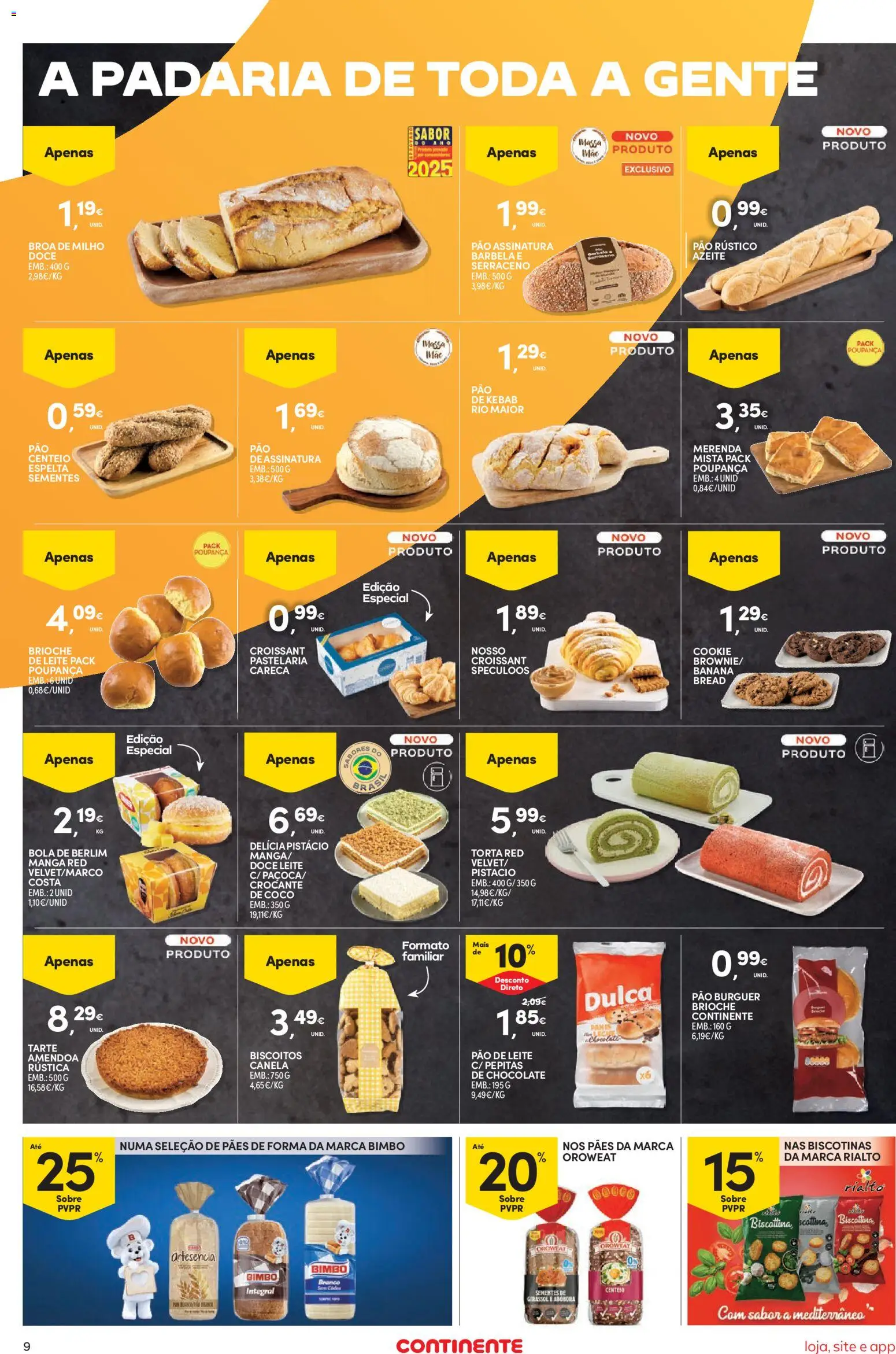 Continente Semanal Continente Bom Dia │ válido de 09.06.2026 | Página: 9 | Produtos: Banana, Canela, Leite, Torta
