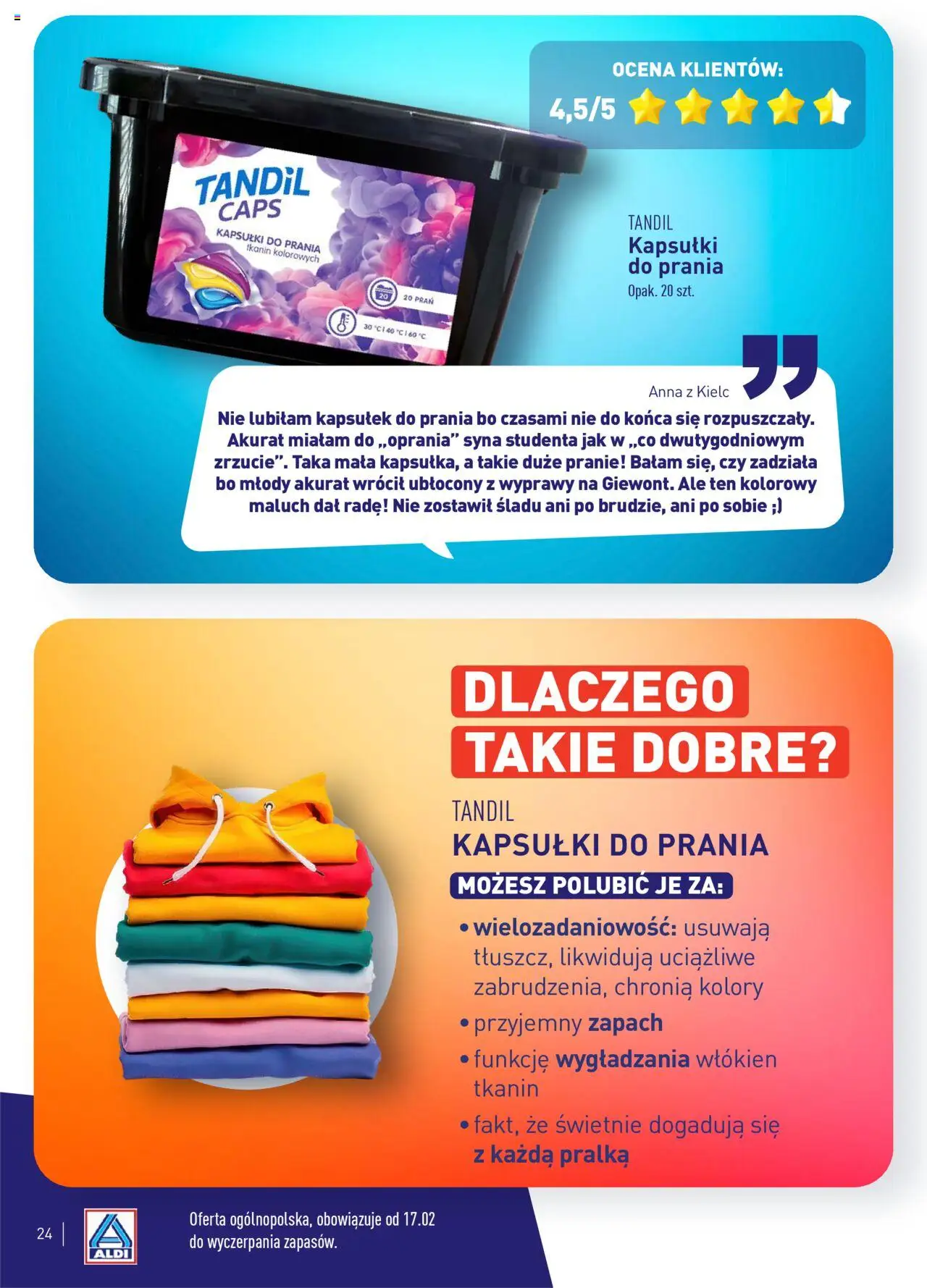 Aldi Gazetka - Wielki test od 17.02.2025 | Strona: 24 | Produkty: Kapsułki, Pralka, Zapach, Kapsułki do prania