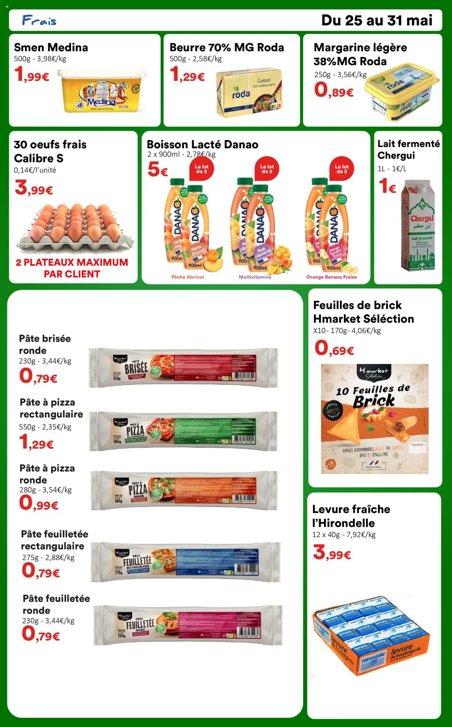 {H1} | Page: 2 | Produits: Abricot, Banane, Lait, Pizza
