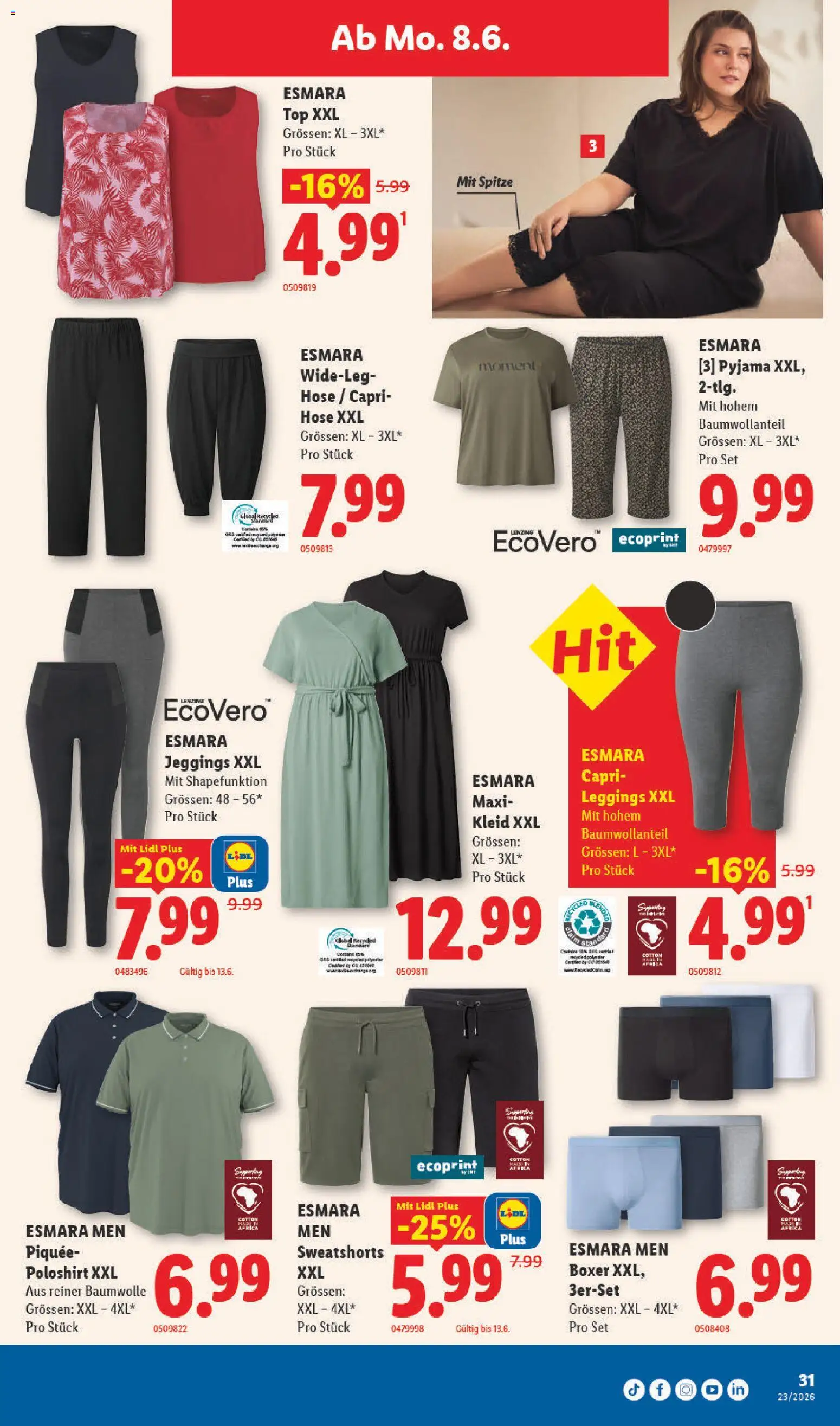 Lidl aktionen – gültig ab 04.06.2026 | Seite: 35 | Produkte: Leggings, Poloshirt, Kleid, Top