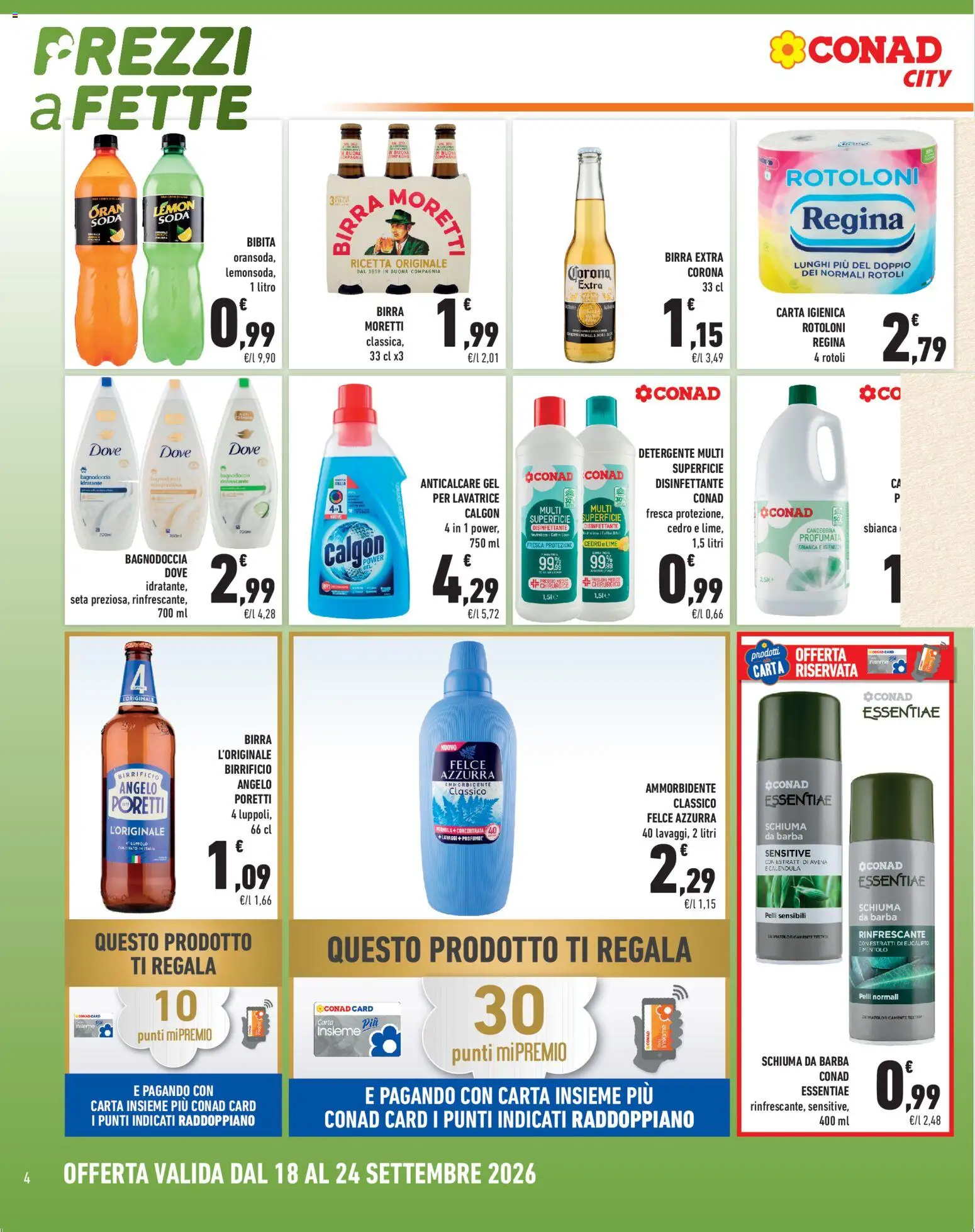 Volantino Conad del 18/09/2026 | Pagina: 4 | Prodotti: Schiuma, Ammorbidente, Candeggina, Anticalcare