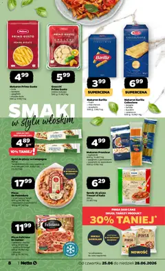 Pogląd oferty "Netto gazetka od czwartku spożywcza" - ważna od 25.06.2026 | Strona: 8 | Produkty: Spody do pizzy, Spód do pizzy, Pizza, Pinsa