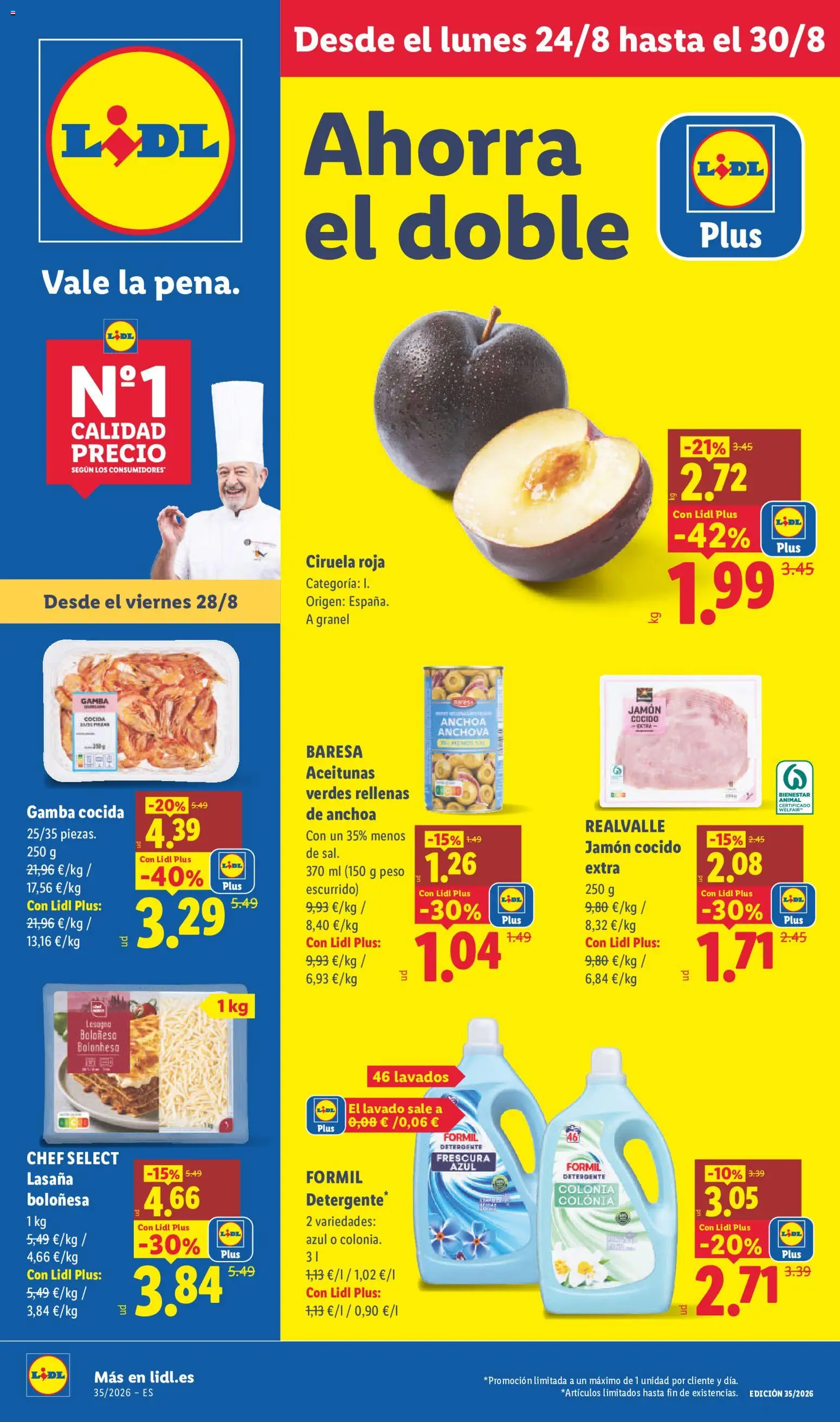 Lidl folleto │ válido desde el 24/08/2026 | Página: 1 | Productos: Colonia, Detergente, Peso, Lasaña