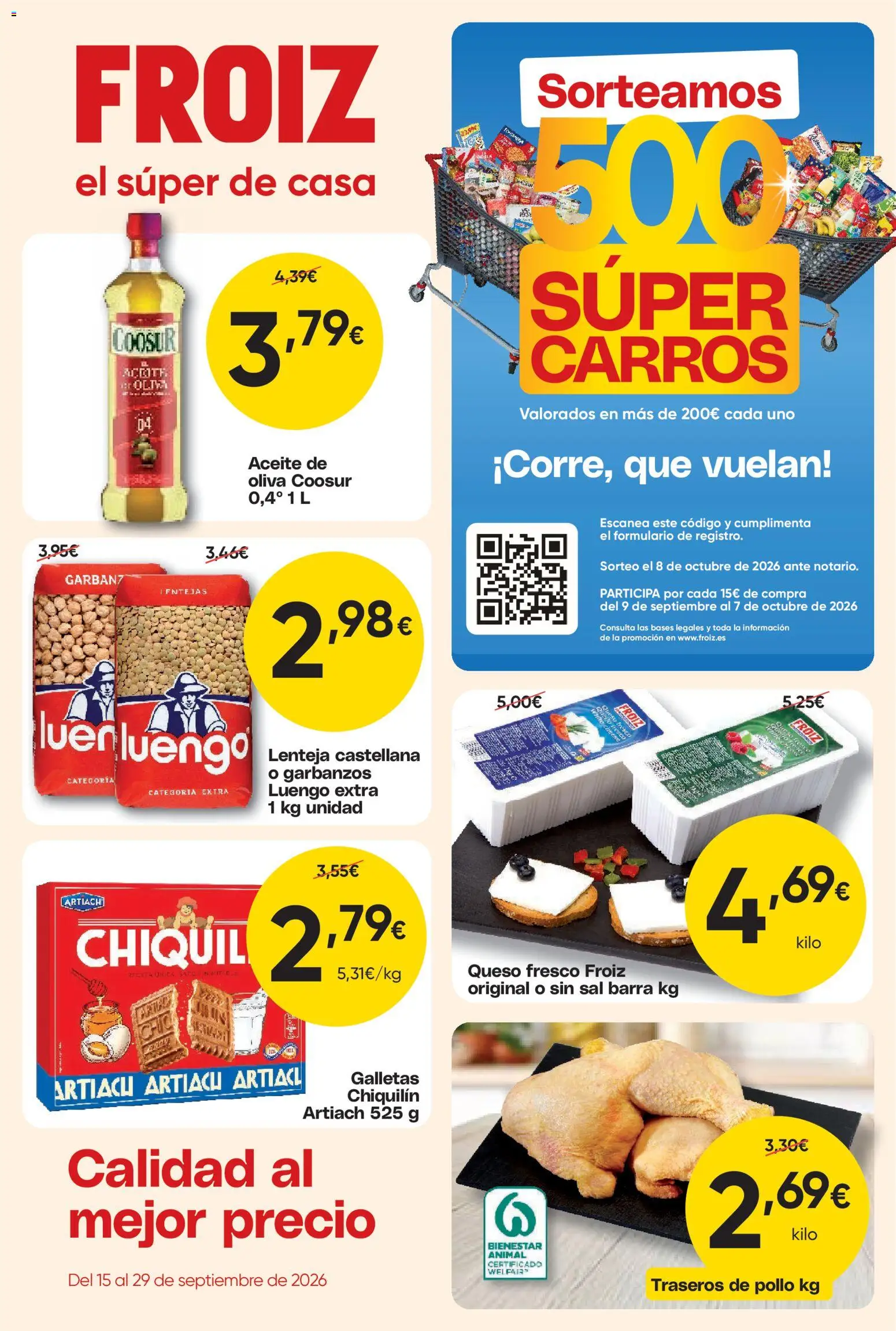 Froiz folleto │ válido desde el 15/09/2026 | Página: 1 | Productos: Queso fresco, Galletas, Sal, Pollo