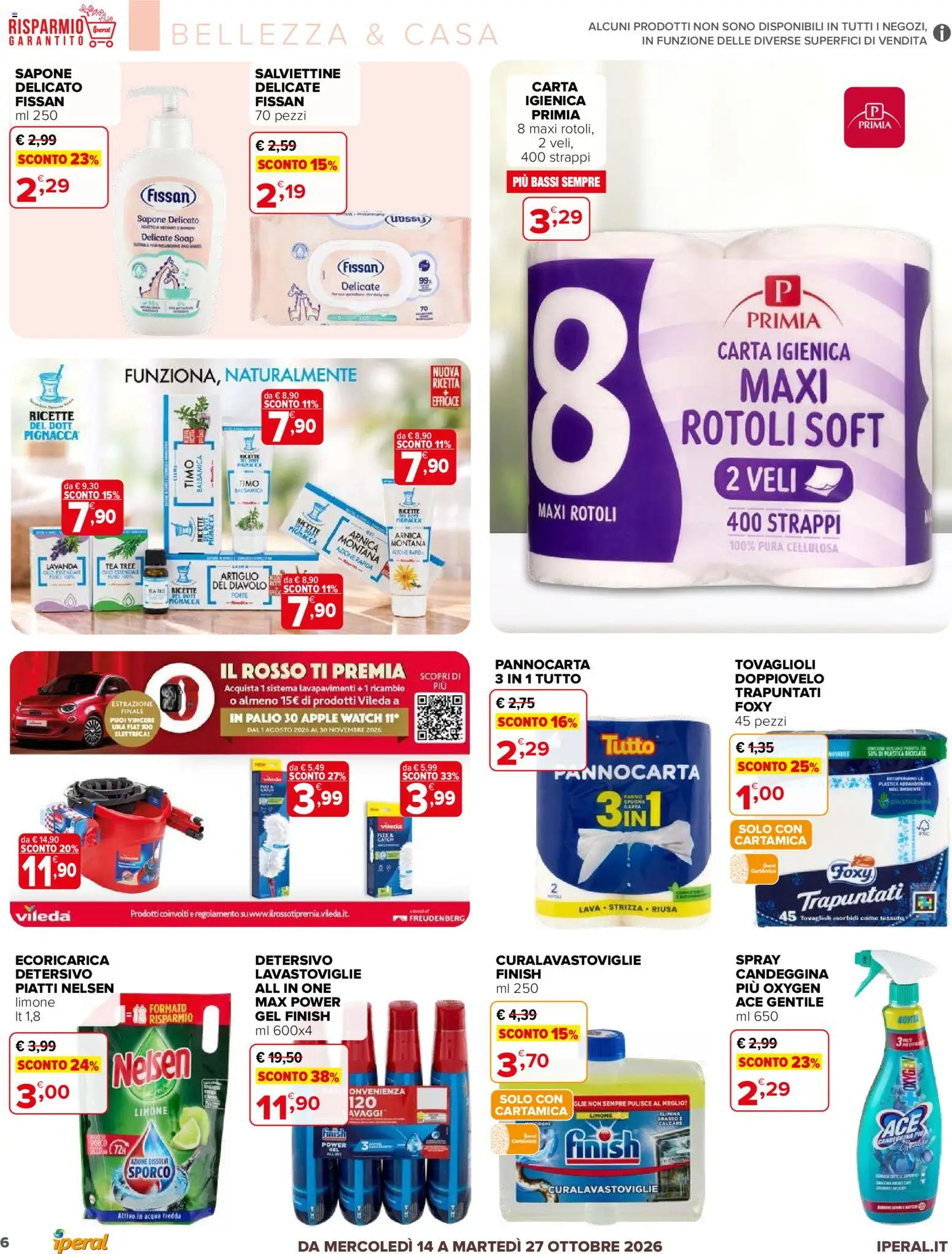 Volantino Iperal del 14/10/2026 | Pagina: 6 | Prodotti: Piatti, Acqua, Lavastoviglie, Apple Watch