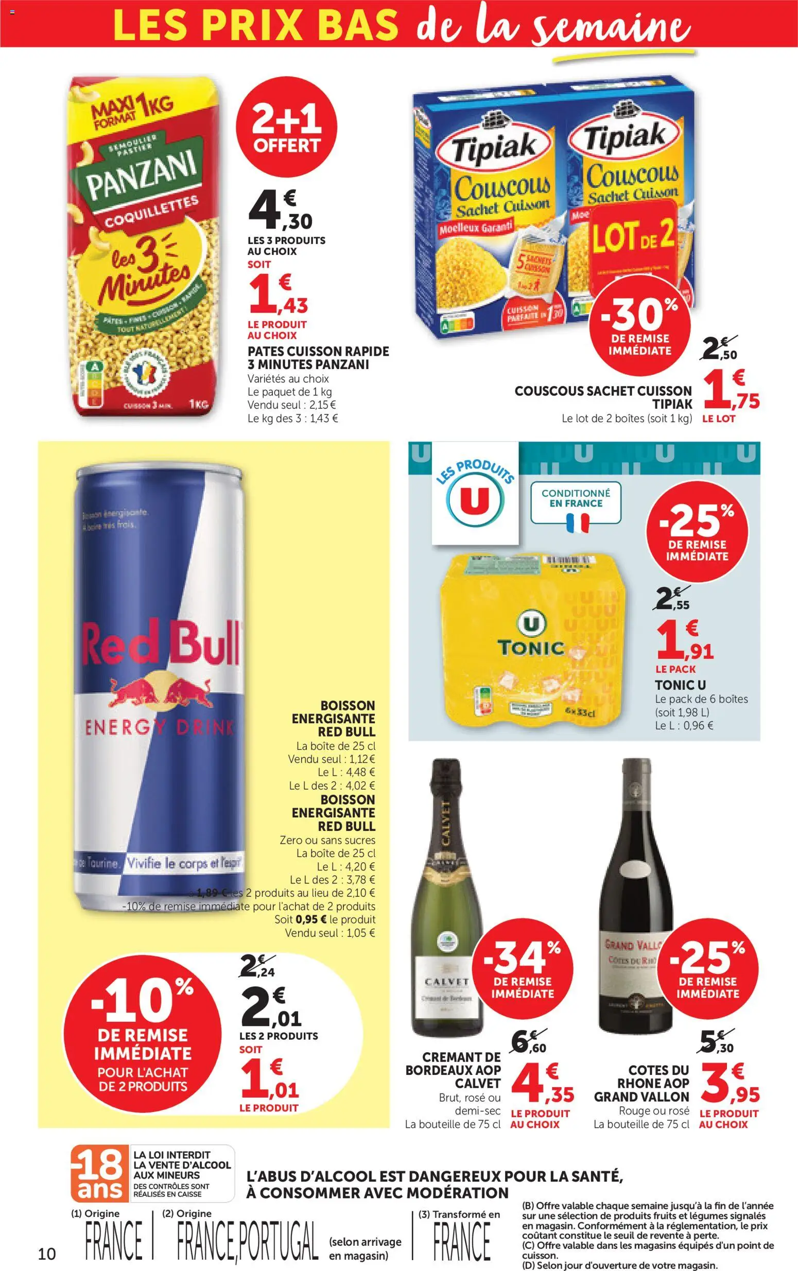 {H1} | Page: 10 | Produits: Couscous, Crémant, Boisson énergisante, Pâtes