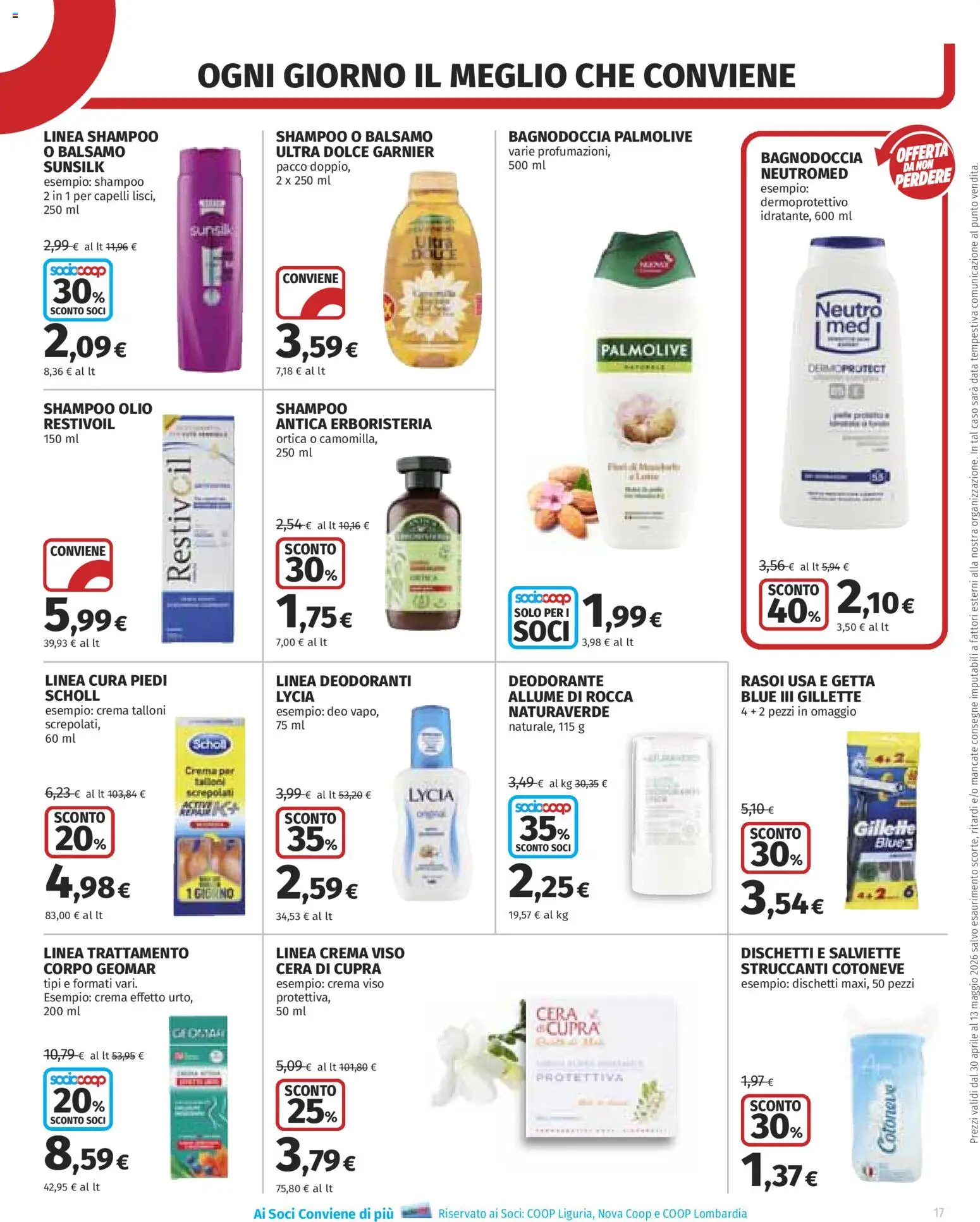 Volantino COOP del 30.04.2026 | Pagina: 17 | Prodotti: Crema, Deodorante, Crema viso, Olio