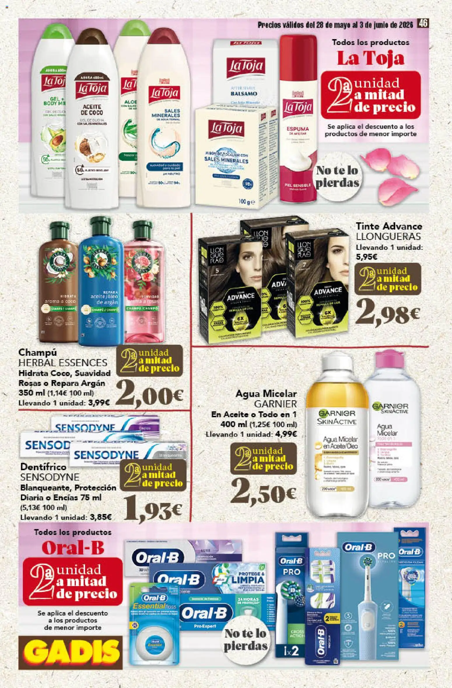 Gadis folleto │ válido desde el 28.05.2026 | Página: 46 | Productos: Tinte, Agua micelar, Té, Body
