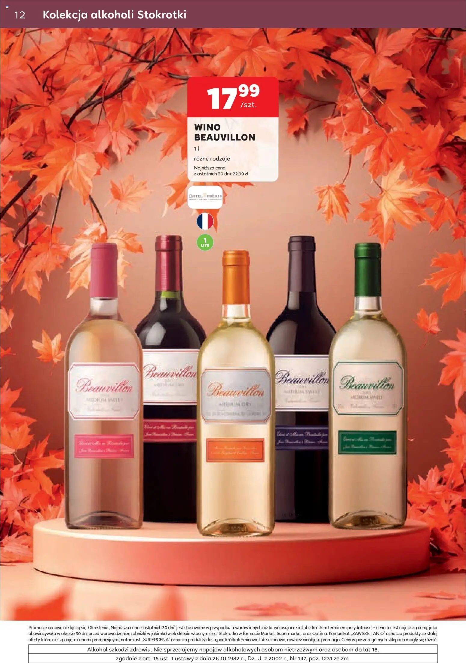 Stokrotka gazetka - Oferta alkoholowa od 01.10.2026 | Strona: 12 | Produkty: Stokrotka, Wino, Alkohol