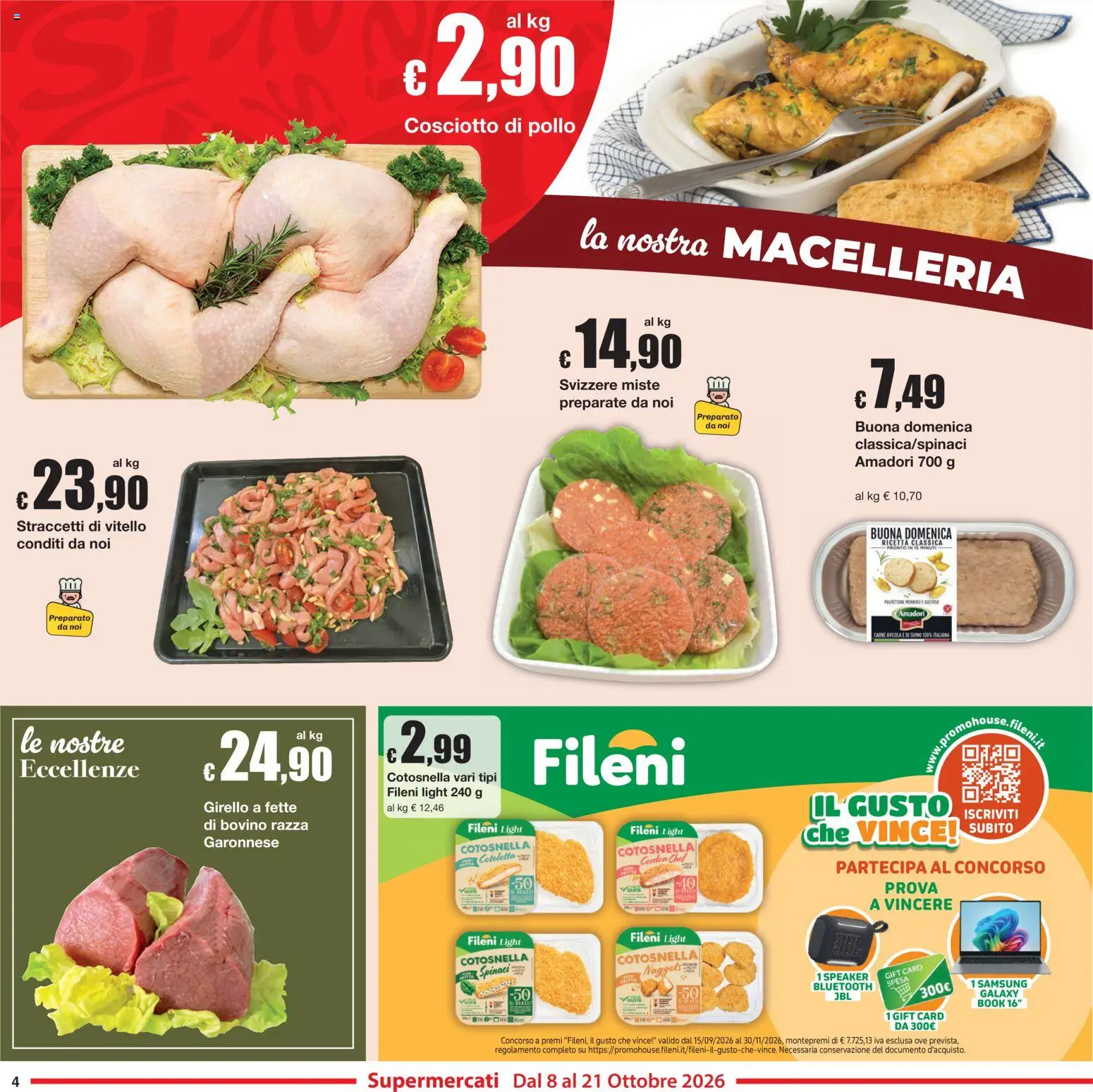 Volantino Sì con Te del 08/10/2026 | Pagina: 4 | Prodotti: Bovino, Pollo, Vitello, Speaker
