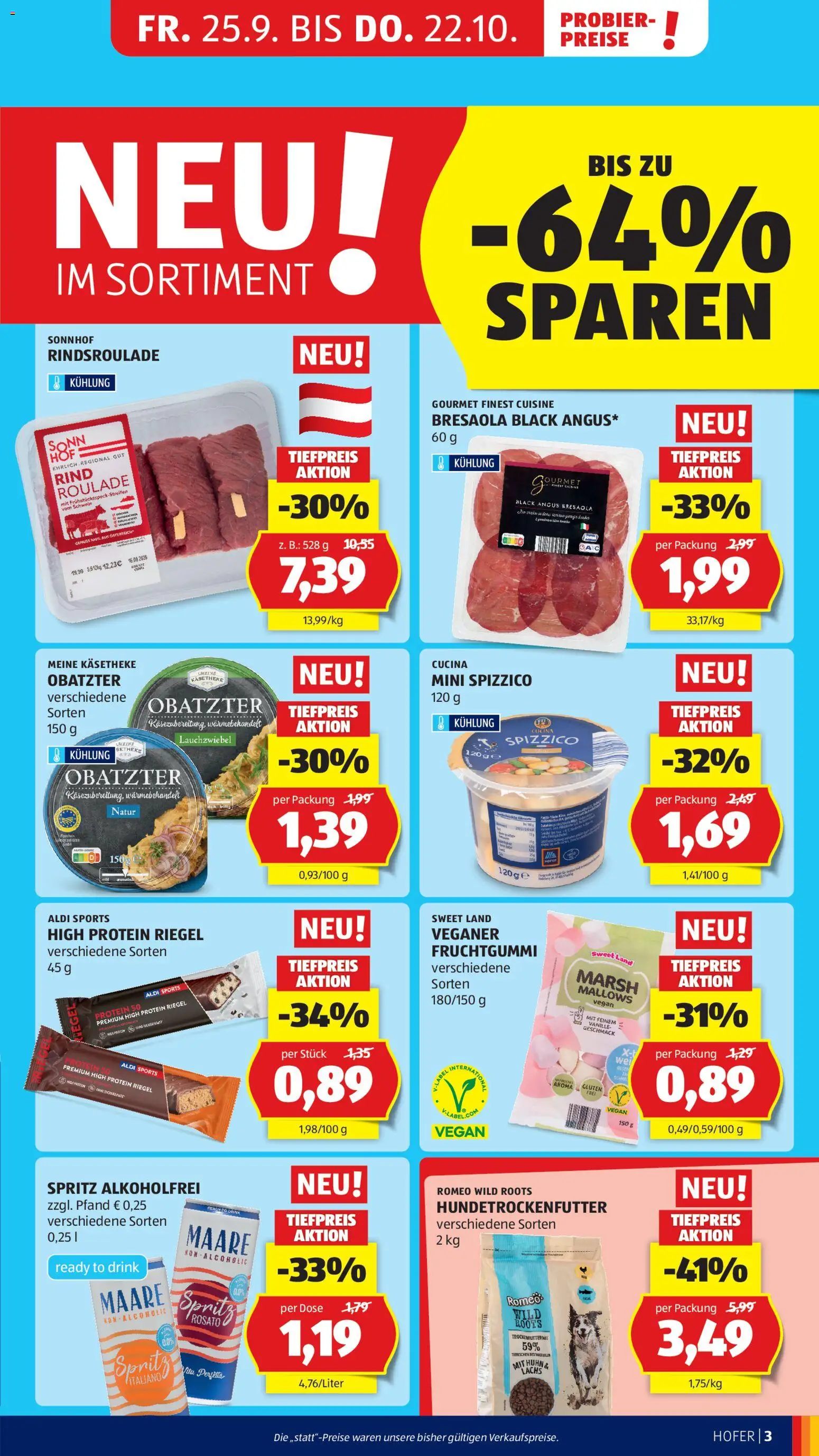 Hofer AT akciós ujság - amely érvényes a következő dátumtól: 2026.10.09. | Oldal: 7 | Termékek: Gourmet, Bresaola, Vegán, Só
