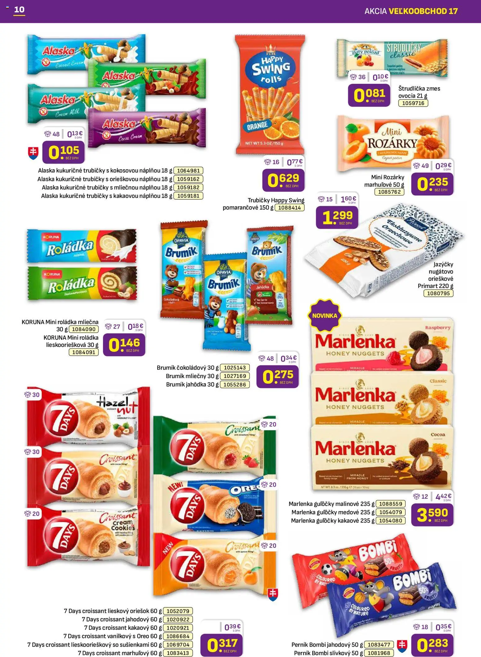 Nové Libex akcie – leták je platný od 24.08.2026 | Strana: 10 | Produkty: Croissant, Oreo, Marlenka, Trubičky