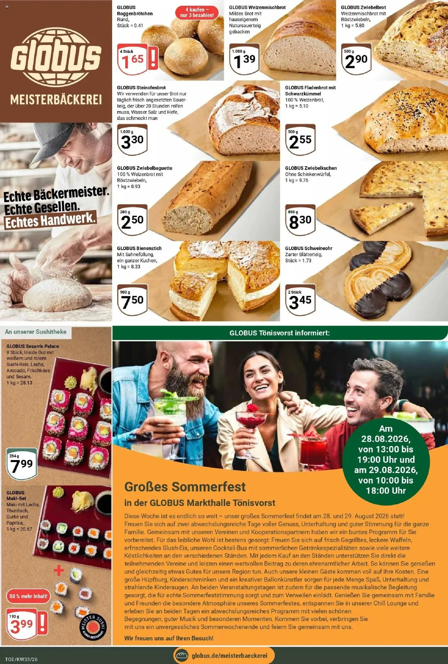 Globus Prospekt Tönisvorst – gültig ab 24.08.2026 | Seite: 10 | Produkte: Wasser, Brot, Uhr, Frischkase