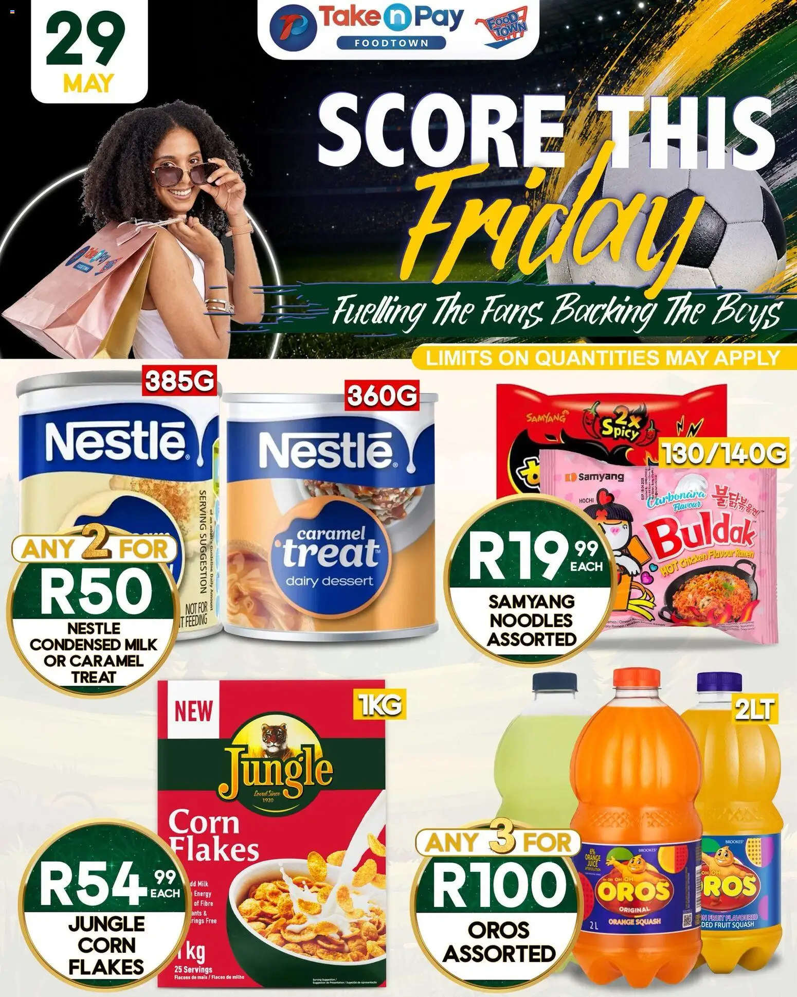 New Take n Pay catalogue – valid from 29.05.2026 | Page: 1 | Products: Corn, Squash, Noodles, Flakes